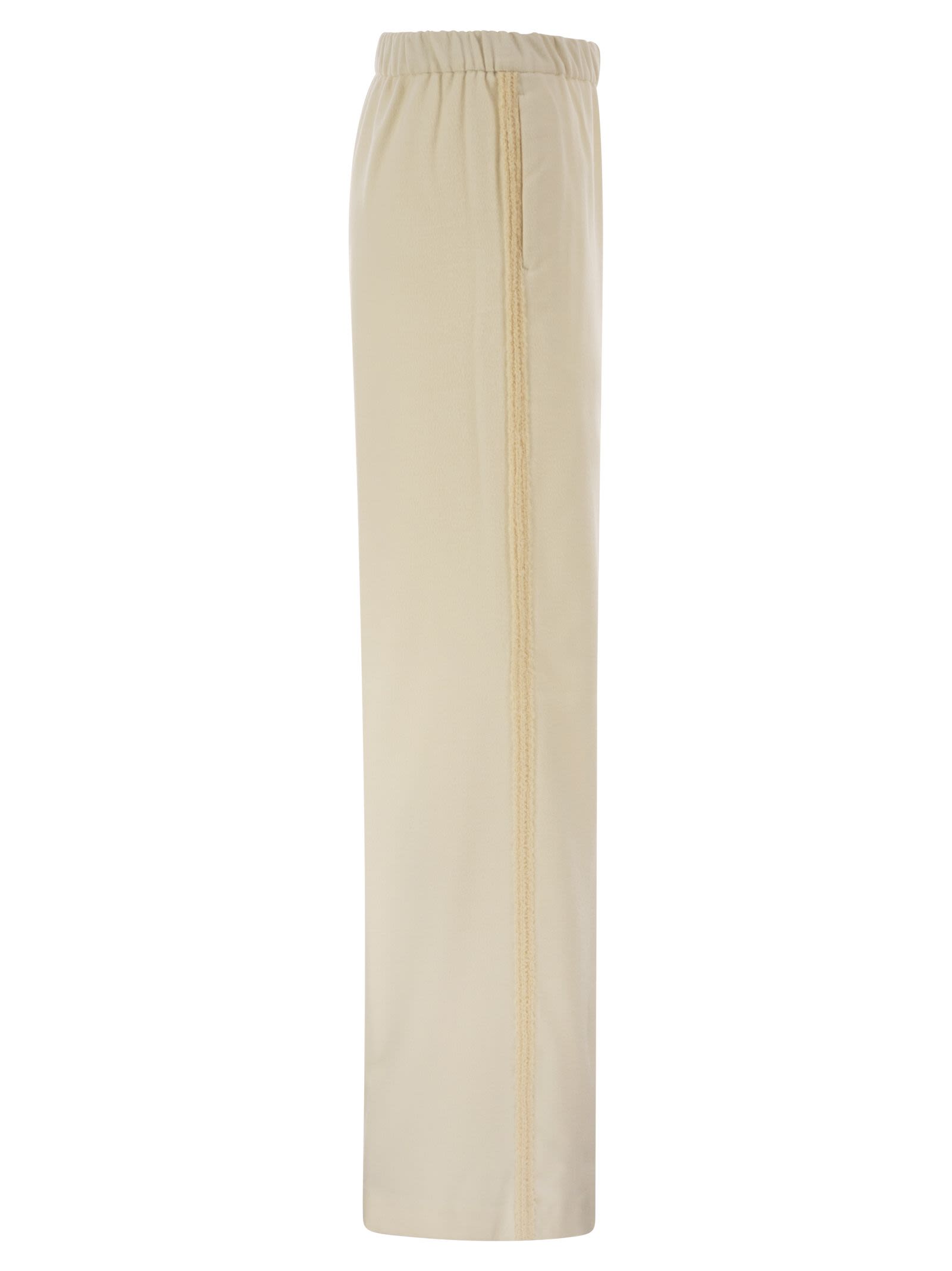 Herno Women Wide-Leg Flannel-Effect Trousers With Elasticated Waistband HERNO