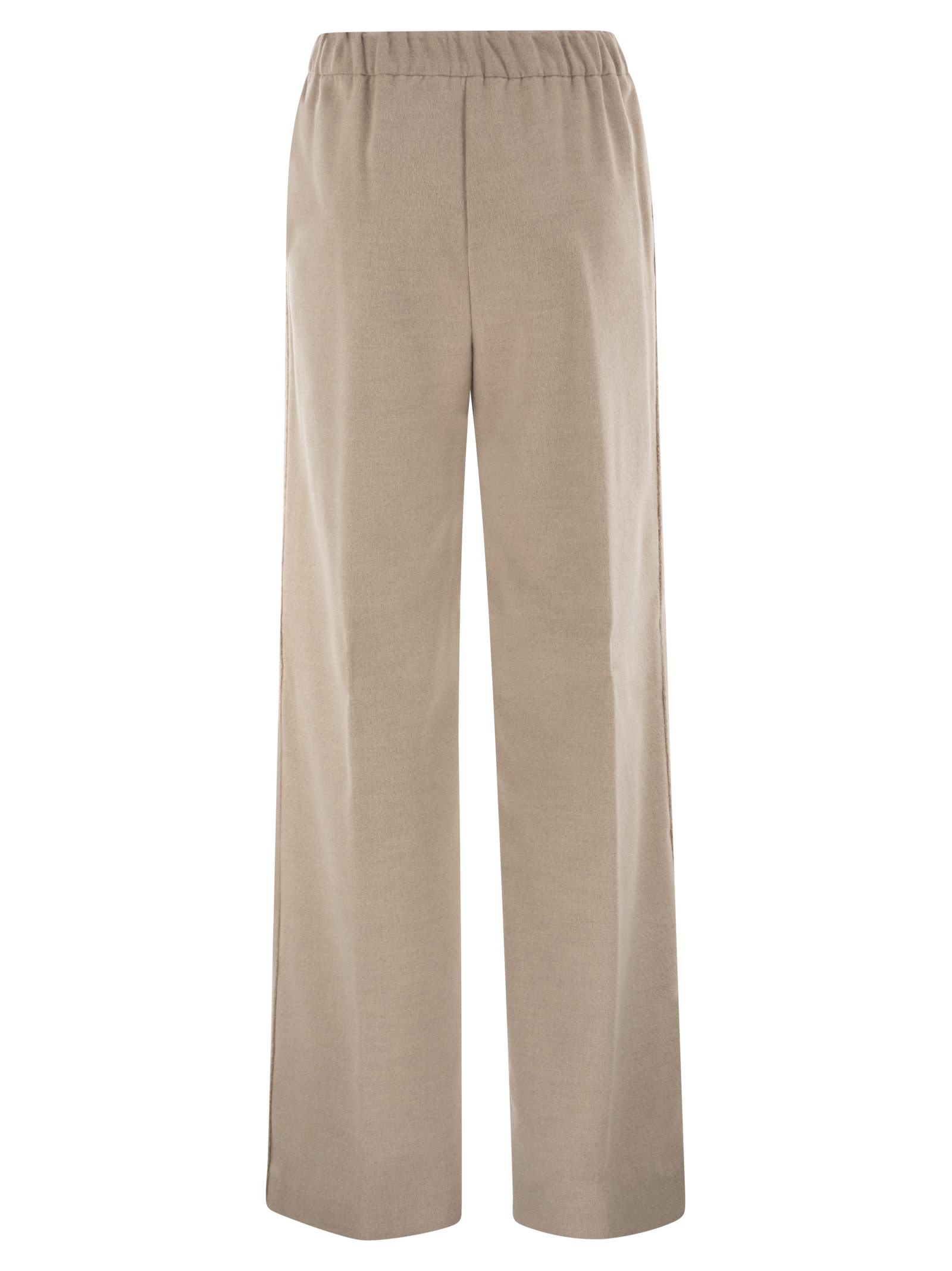 Herno Women Wide-Leg Flannel-Effect Trousers With Elasticated Waistband HERNO