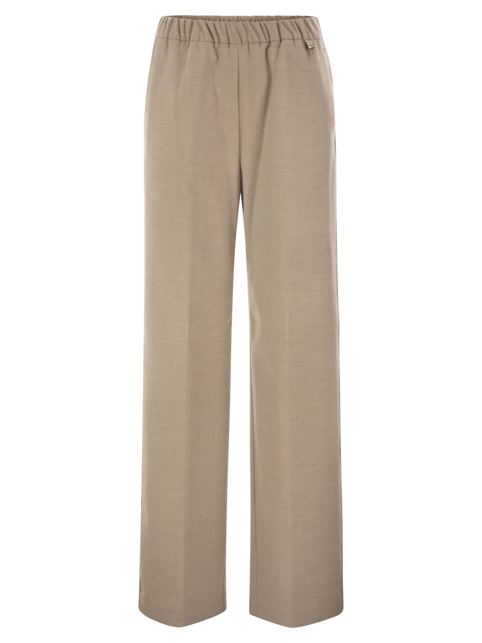 Herno Women Wide-Leg Flannel-Effect Trousers With Elasticated Waistband HERNO
