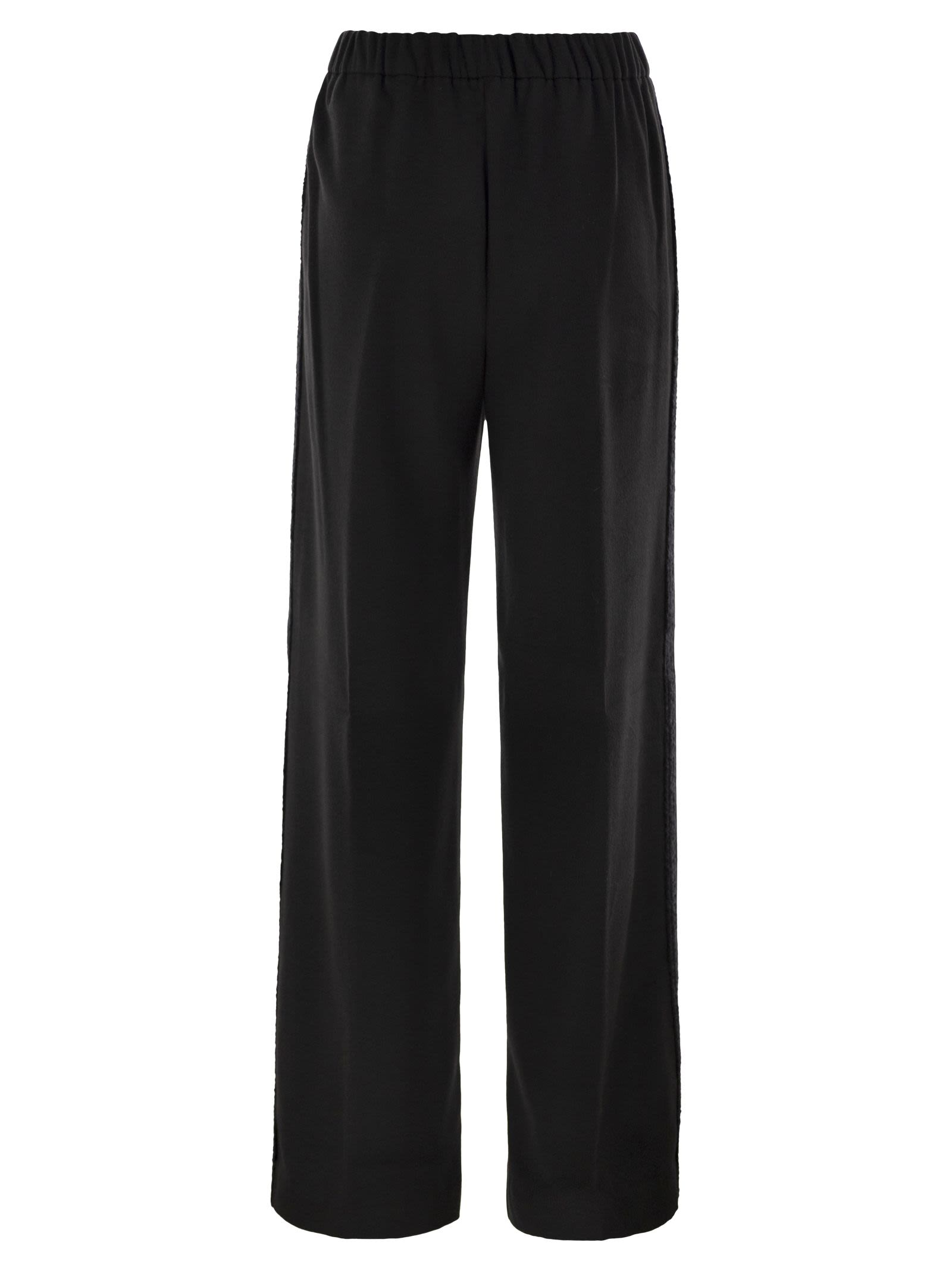 Herno Women Wide-Leg Flannel-Effect Trousers With Elasticated Waistband HERNO