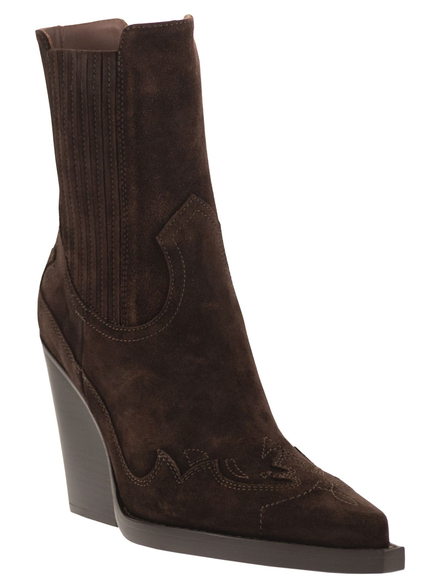 Paris Texas Women Dallas Embroidered Ankle Boot 100 - Suede Western Ankle Boots