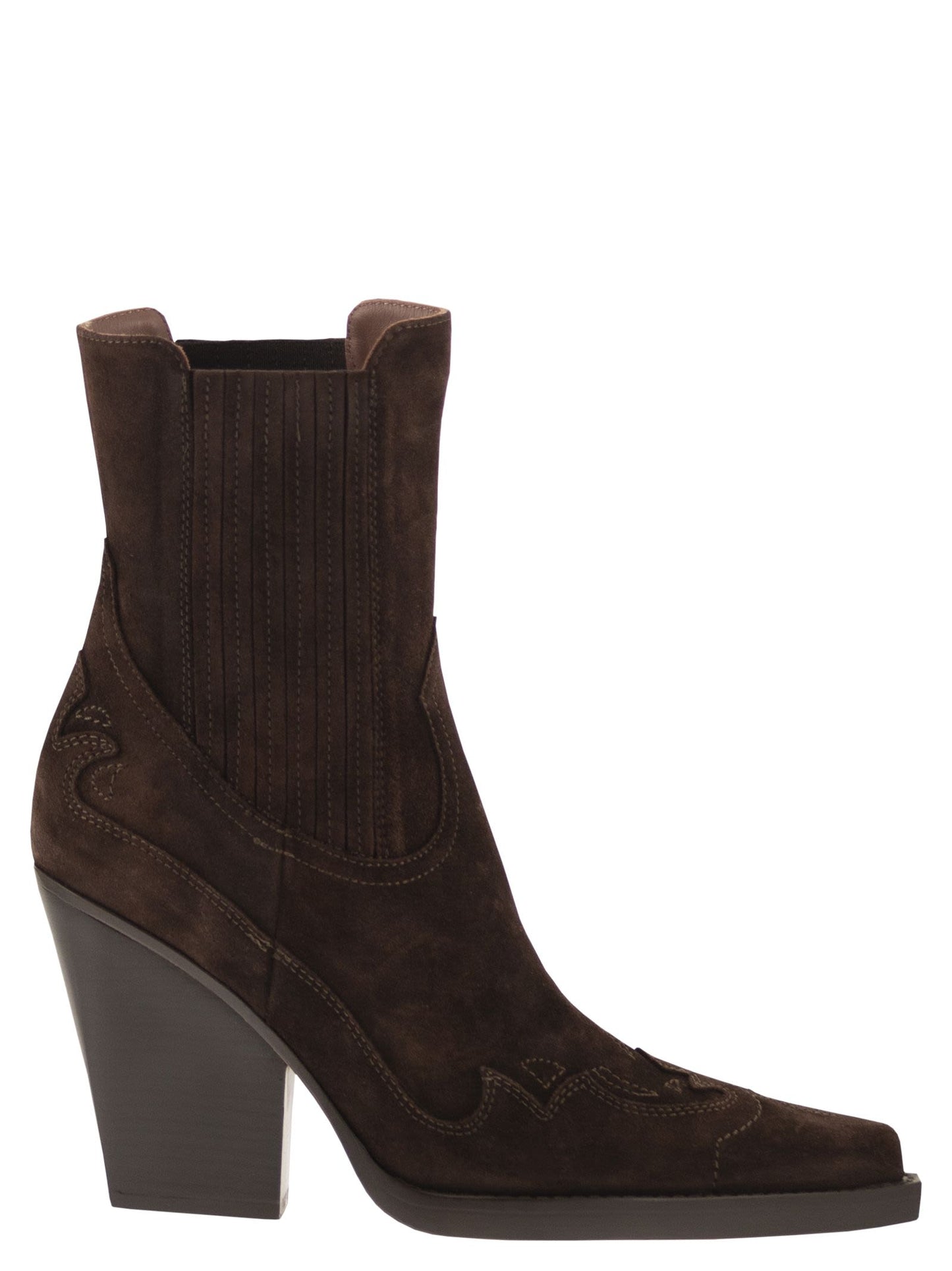 Paris Texas Women Dallas Embroidered Ankle Boot 100 - Suede Western Ankle Boots