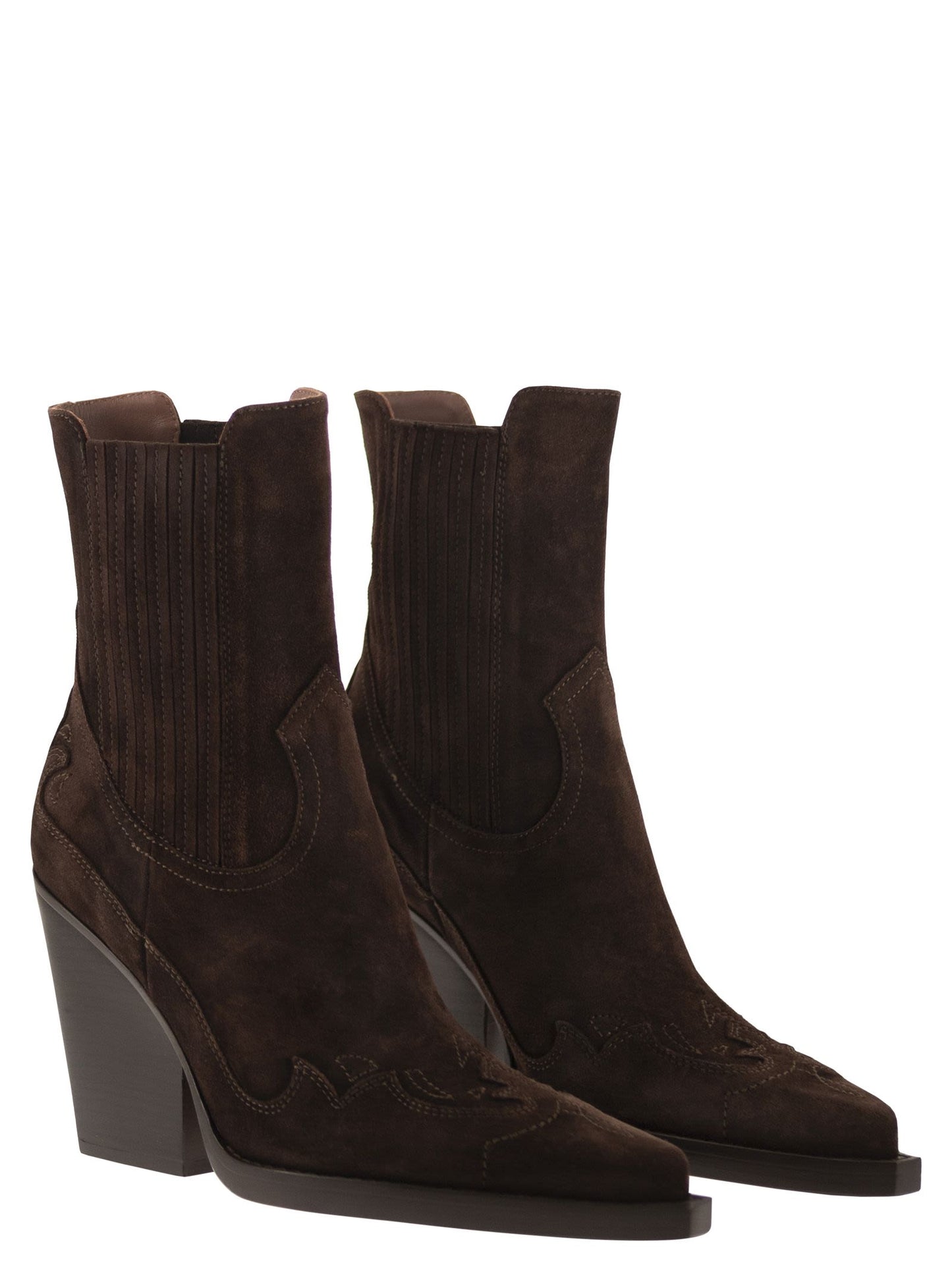 Paris Texas Women Dallas Embroidered Ankle Boot 100 - Suede Western Ankle Boots
