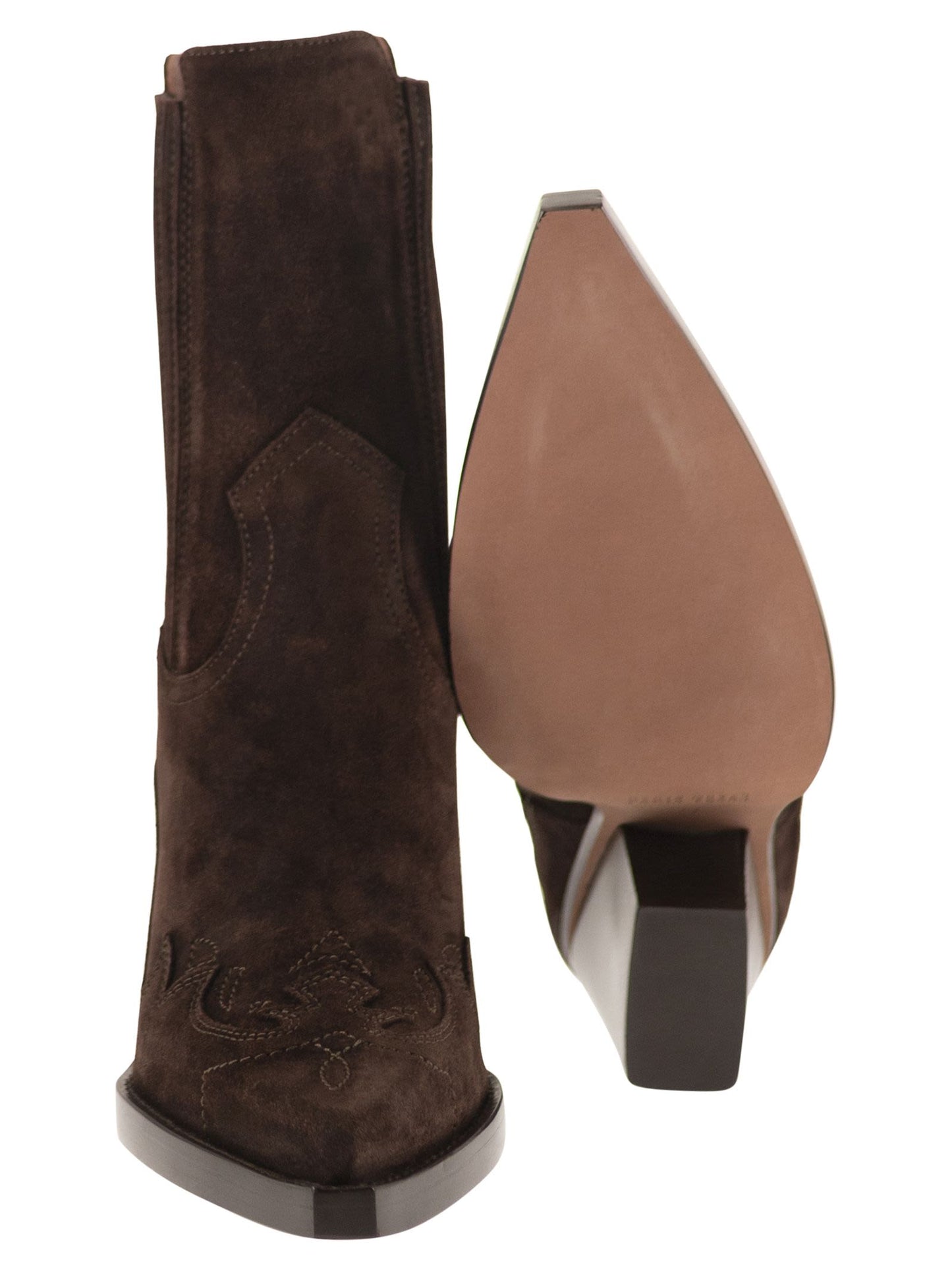 Paris Texas Women Dallas Embroidered Ankle Boot 100 - Suede Western Ankle Boots