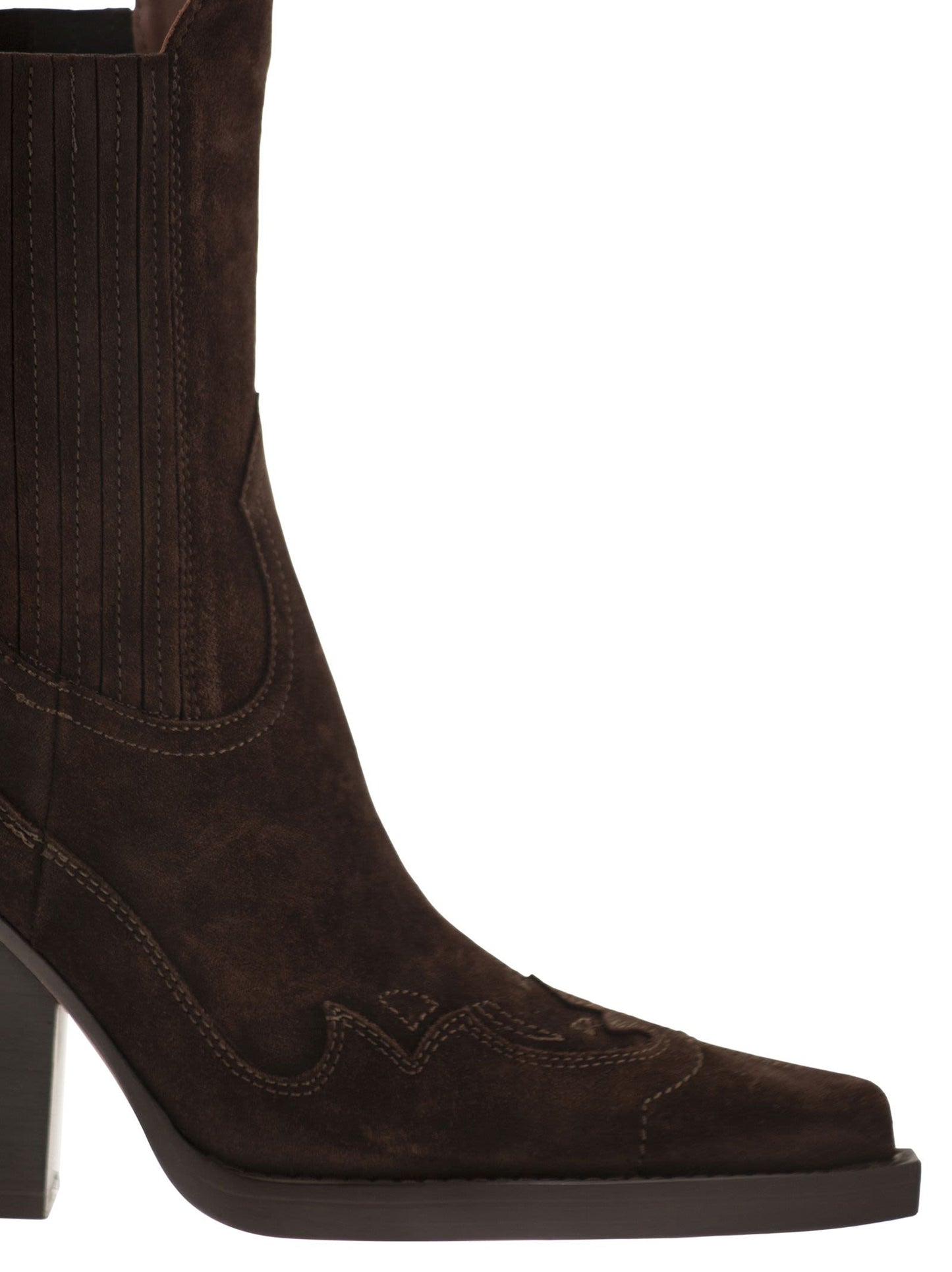 Paris Texas Women Dallas Embroidered Ankle Boot 100 - Suede Western Ankle Boots
