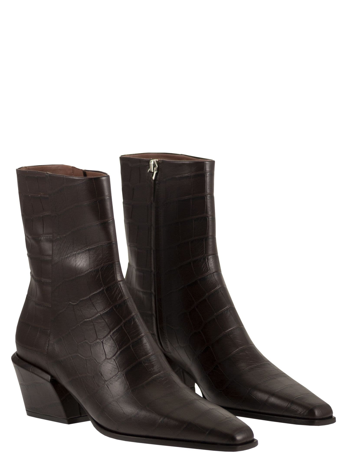 Paris Texas Women Bettina Ankle Boot 50 - Crocodile-Effect Calfskin Ankle Boots PARIS TEXAS