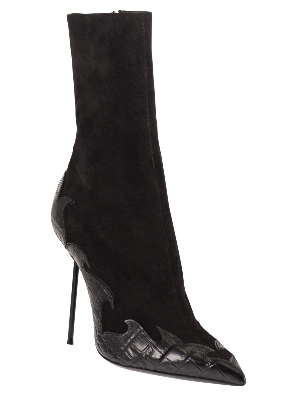 Paris Texas Women Lidia Queen Of Hearts Ankle Boot 105 - Suede And Crocodile-Effect Leather Ankle Boots PARIS TEXAS