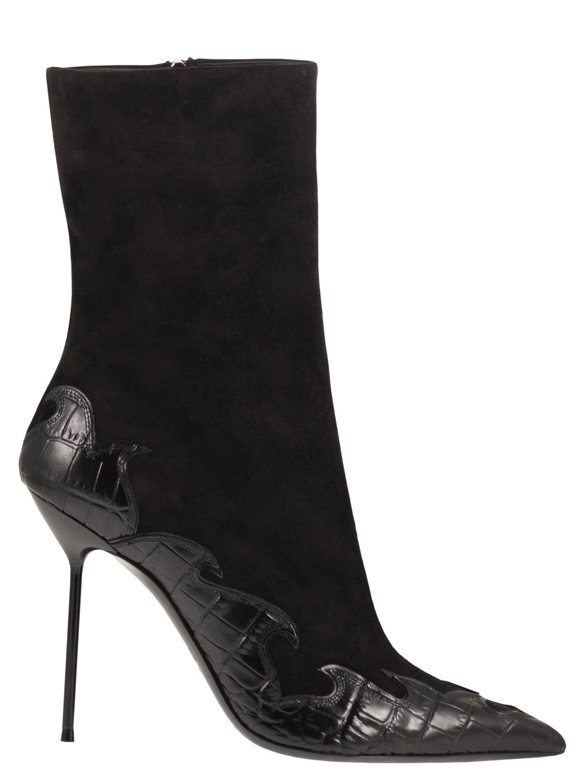 Paris Texas Women Lidia Queen Of Hearts Ankle Boot 105 - Suede And Crocodile-Effect Leather Ankle Boots PARIS TEXAS