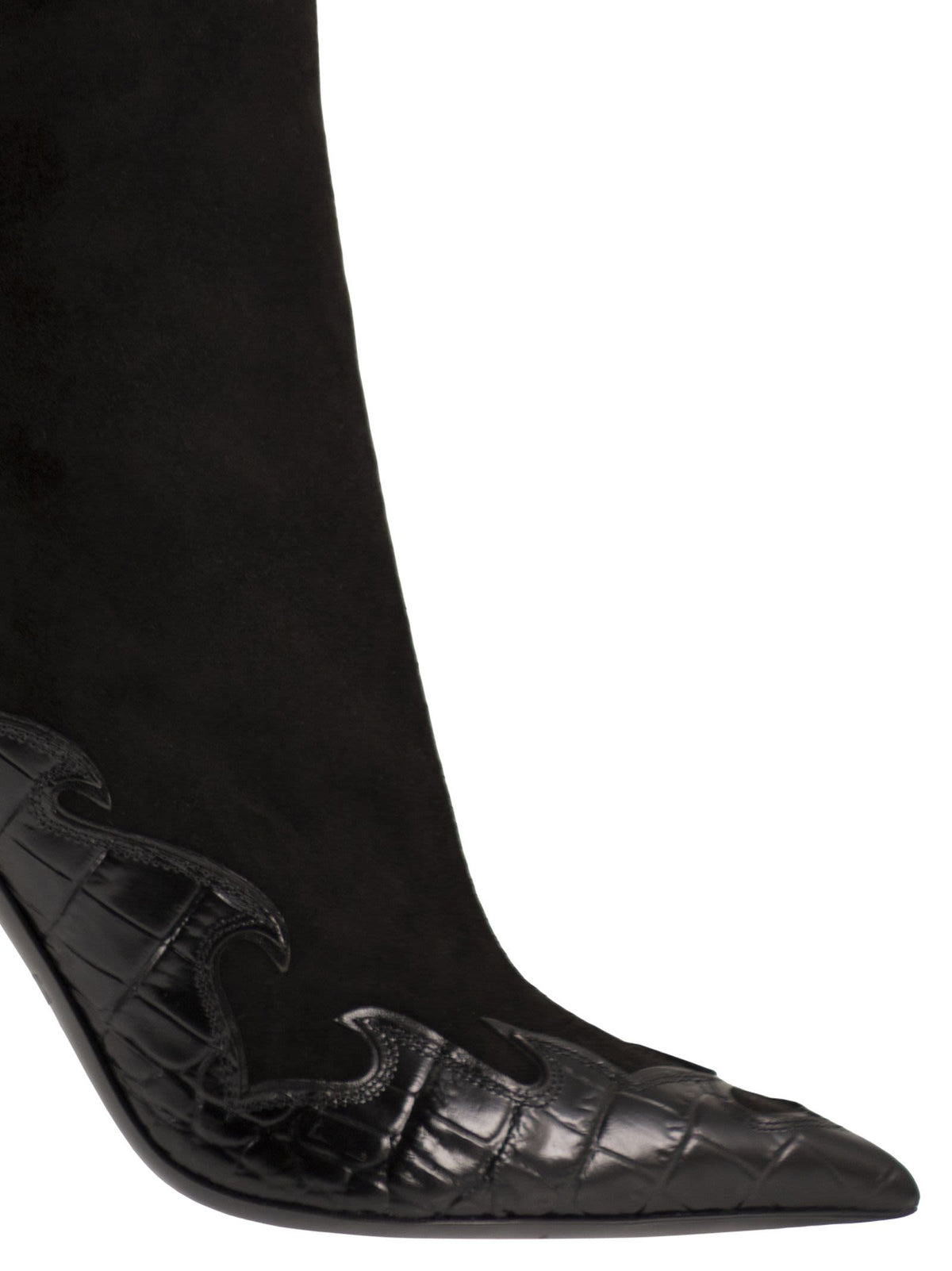 Paris Texas Women Lidia Queen Of Hearts Ankle Boot 105 - Suede And Crocodile-Effect Leather Ankle Boots PARIS TEXAS