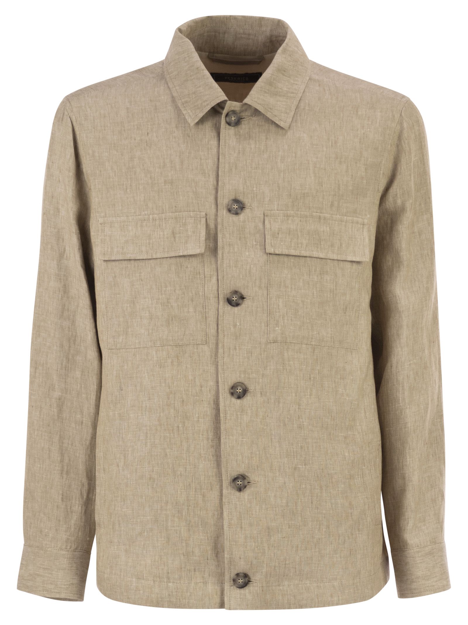 Peserico Men Lightweight Pure Linen Jacket With Patch Pockets PESERICO