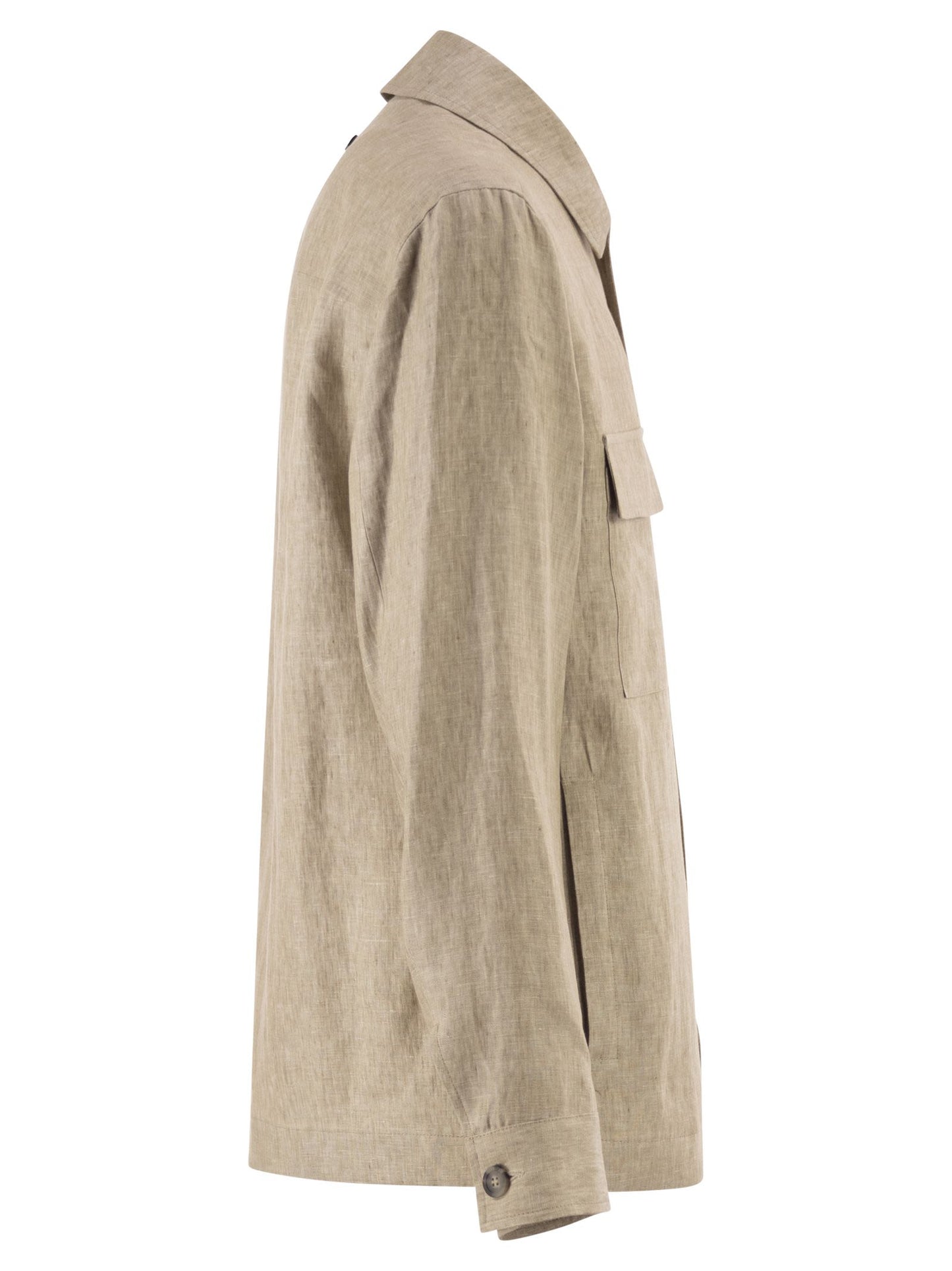 Peserico Men Lightweight Pure Linen Jacket With Patch Pockets PESERICO