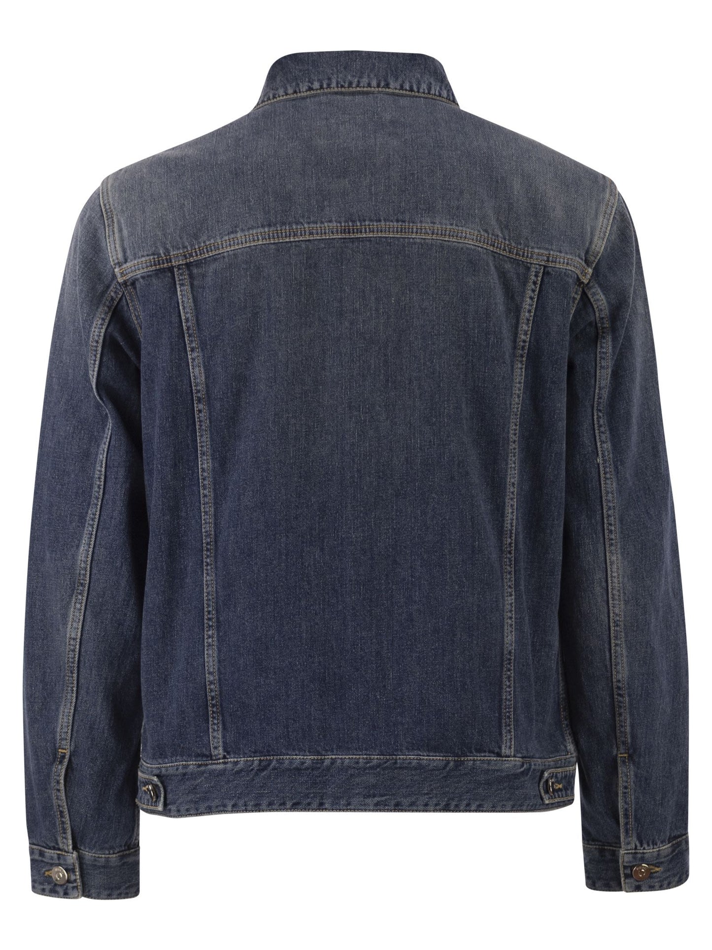 Peserico Men Cotton Denim Jacket With Vintage Wash And Tailored Details PESERICO