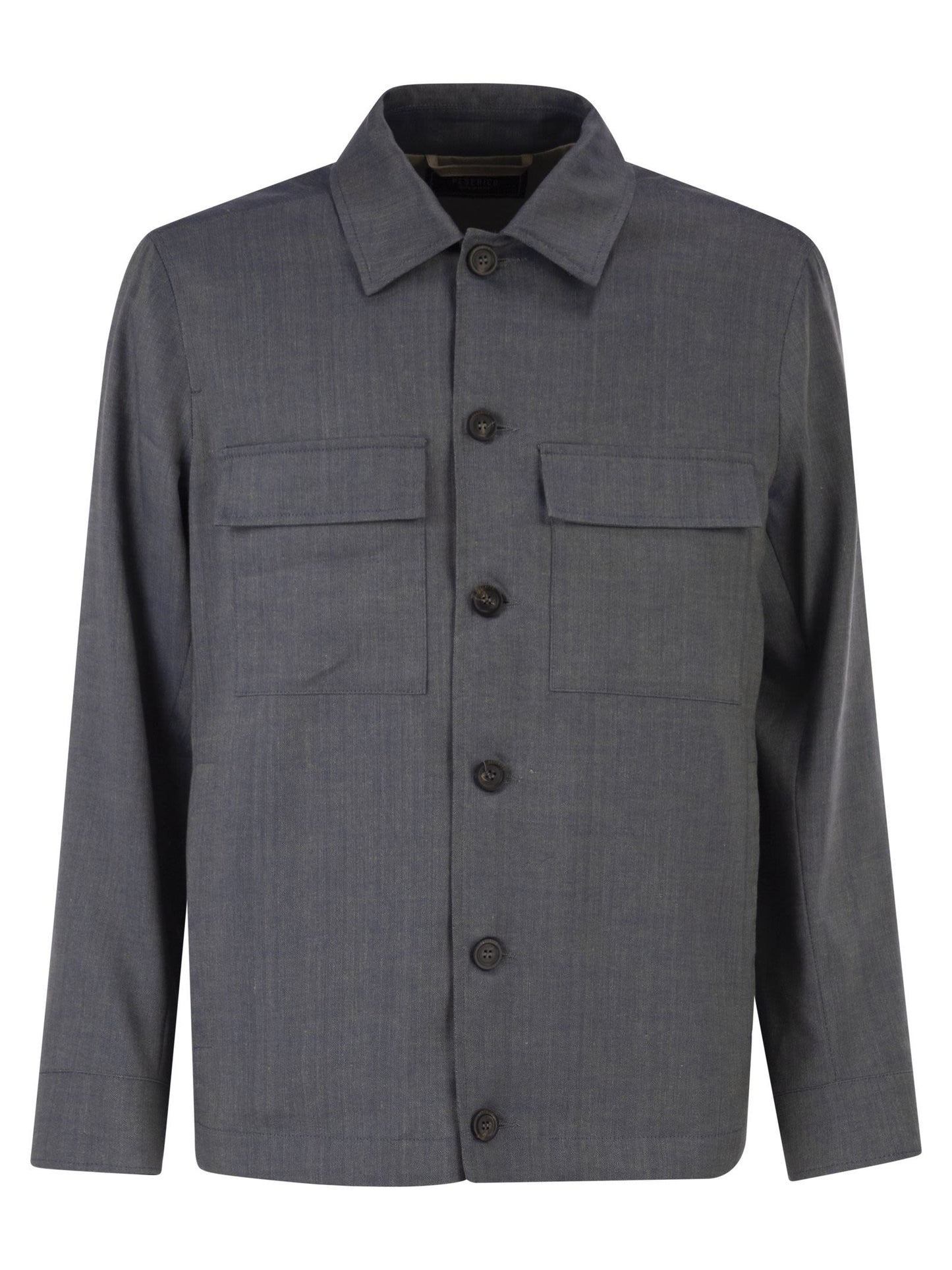 Peserico Men Lightweight Linen And Wool Blend Jacket With Patch Pockets PESERICO