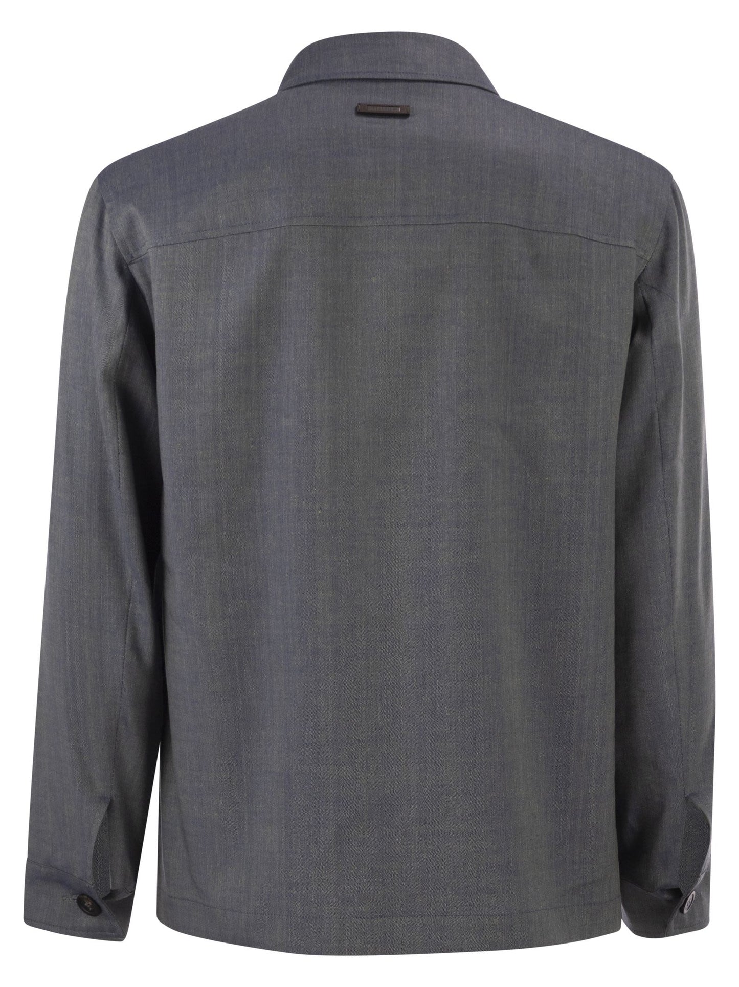 Peserico Men Lightweight Linen And Wool Blend Jacket With Patch Pockets PESERICO