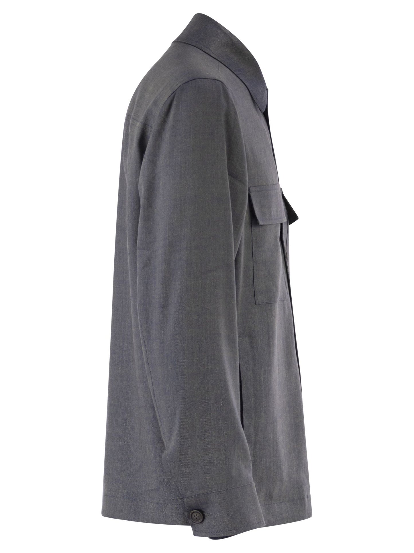 Peserico Men Lightweight Linen And Wool Blend Jacket With Patch Pockets PESERICO