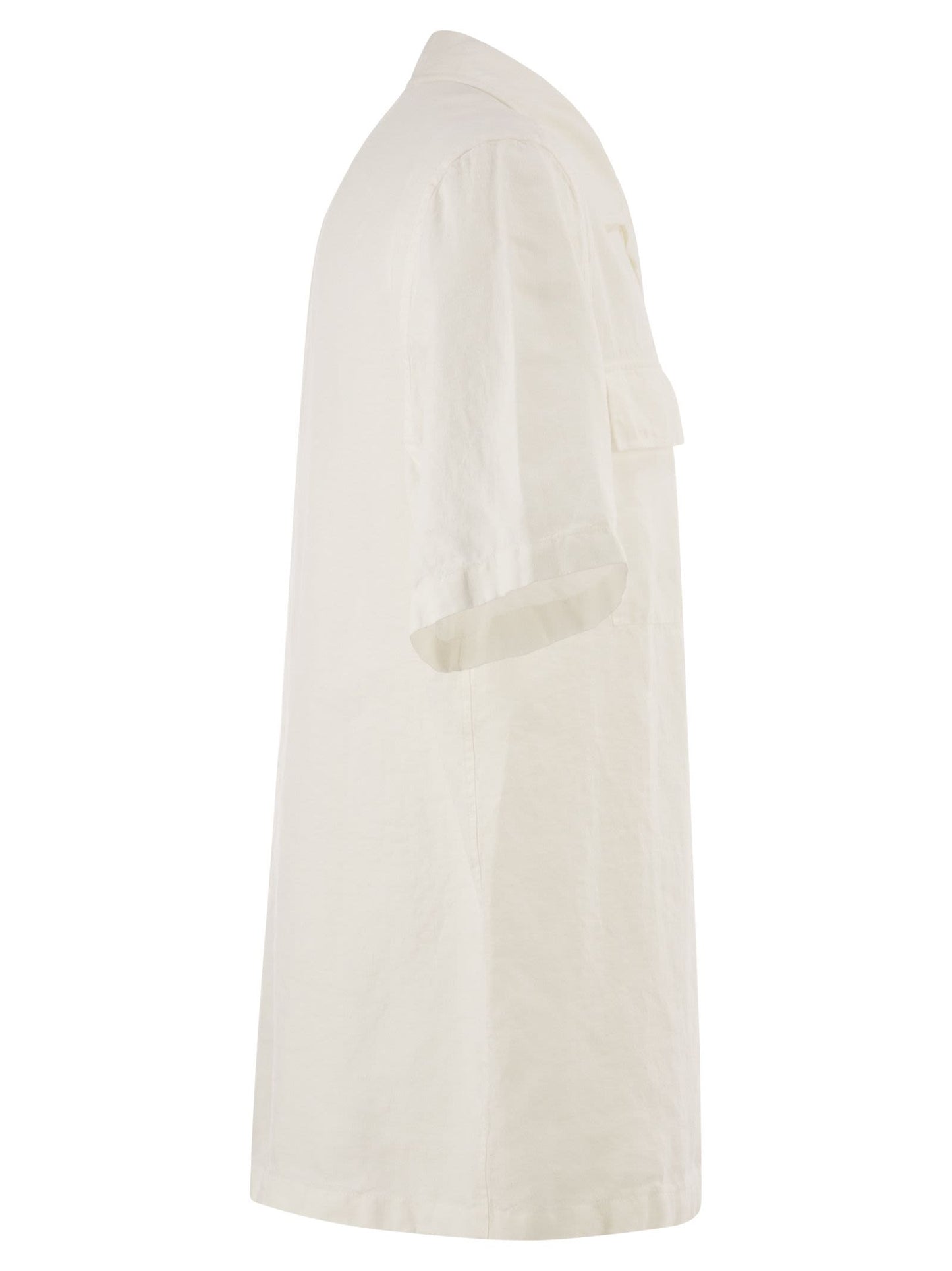 Peserico Men Lightweight Linen Bowling Shirt PESERICO