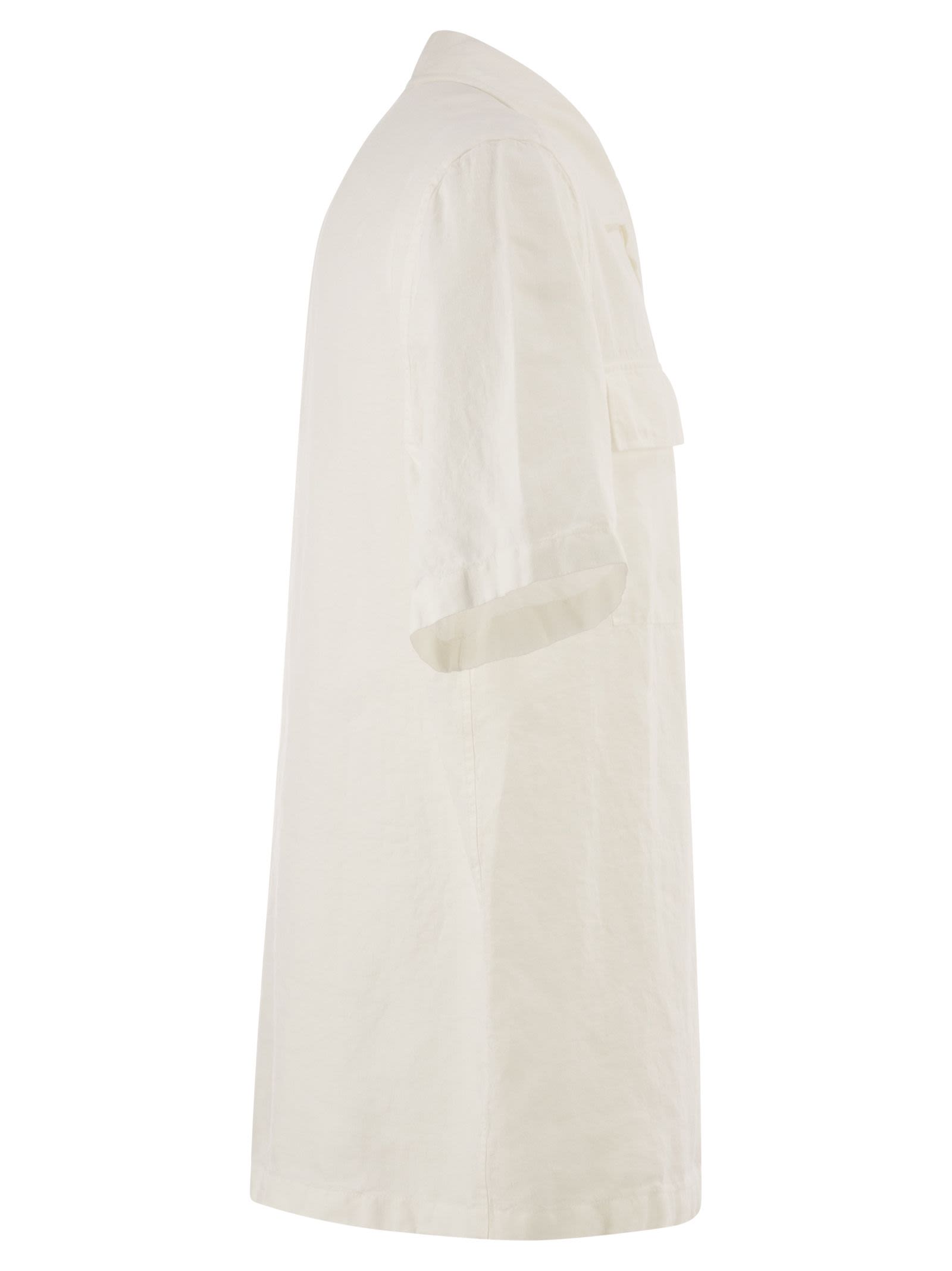 Peserico Men Lightweight Linen Bowling Shirt PESERICO