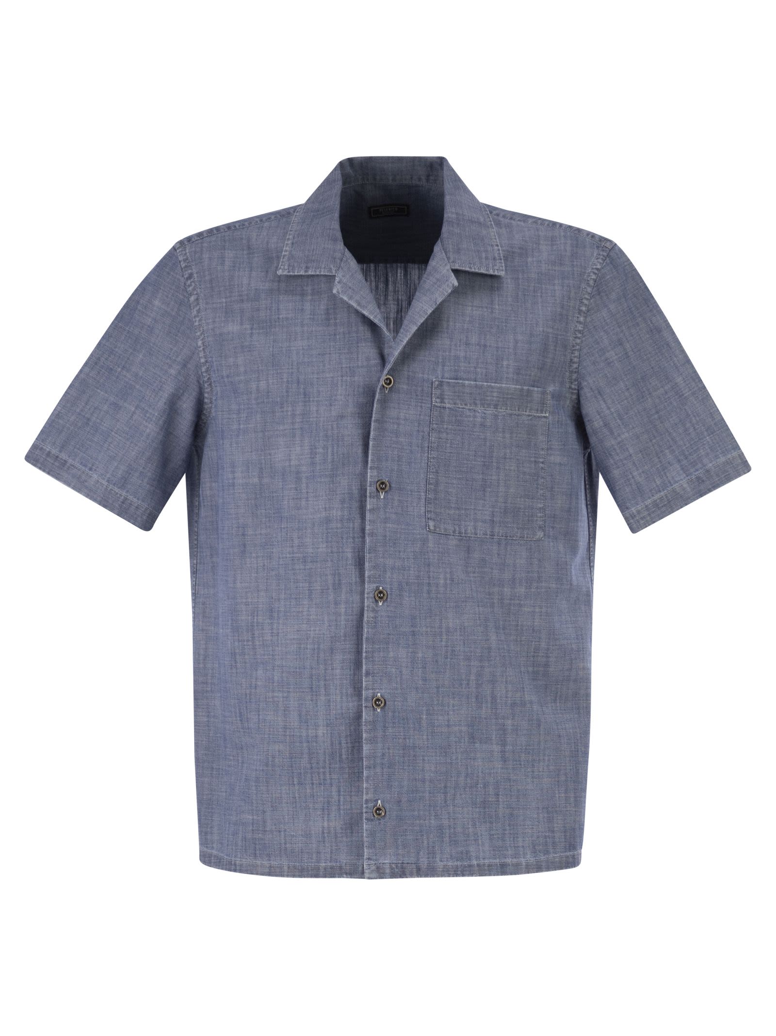 Peserico Men Lightweight Cotton Chambray-Effect Short-Sleeve Shirt PESERICO