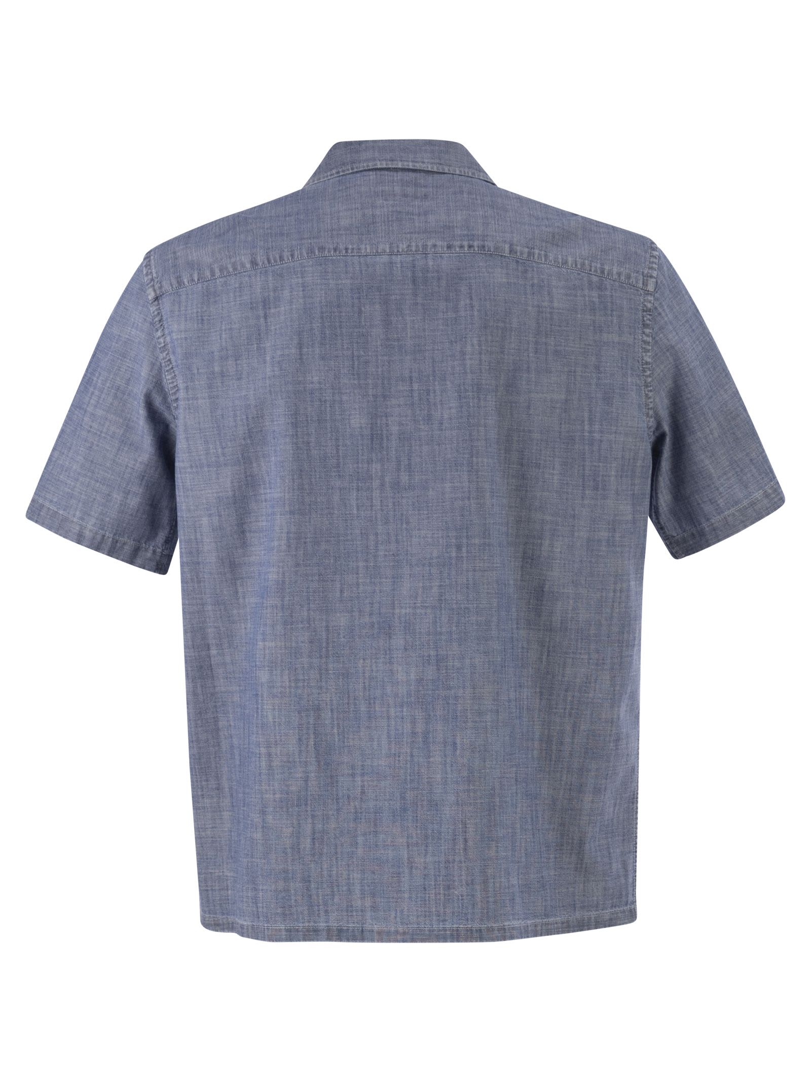 Peserico Men Lightweight Cotton Chambray-Effect Short-Sleeve Shirt PESERICO