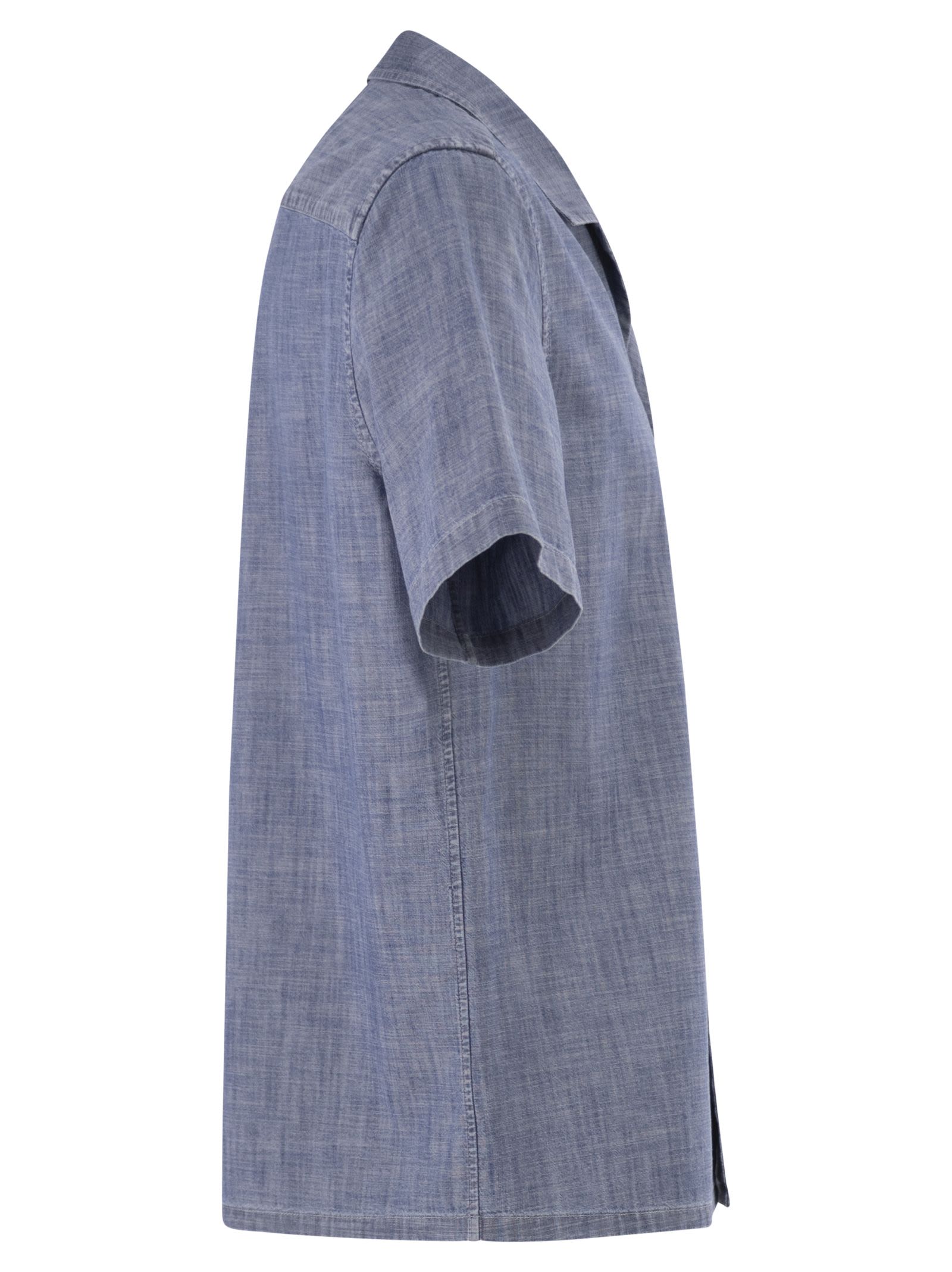 Peserico Men Lightweight Cotton Chambray-Effect Short-Sleeve Shirt PESERICO