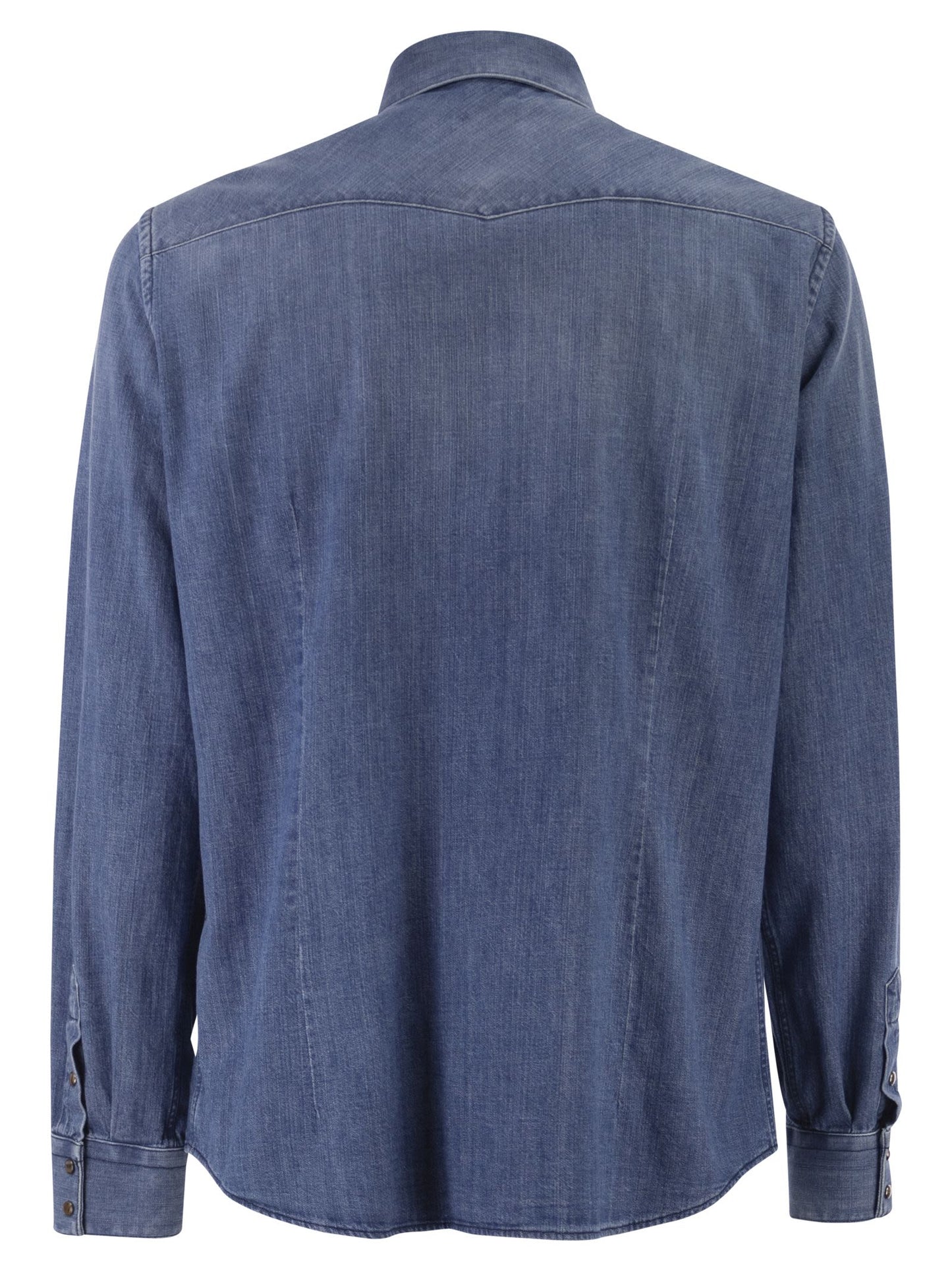 Peserico Men Lightweight Cotton Denim Shirt With Patch Pockets PESERICO