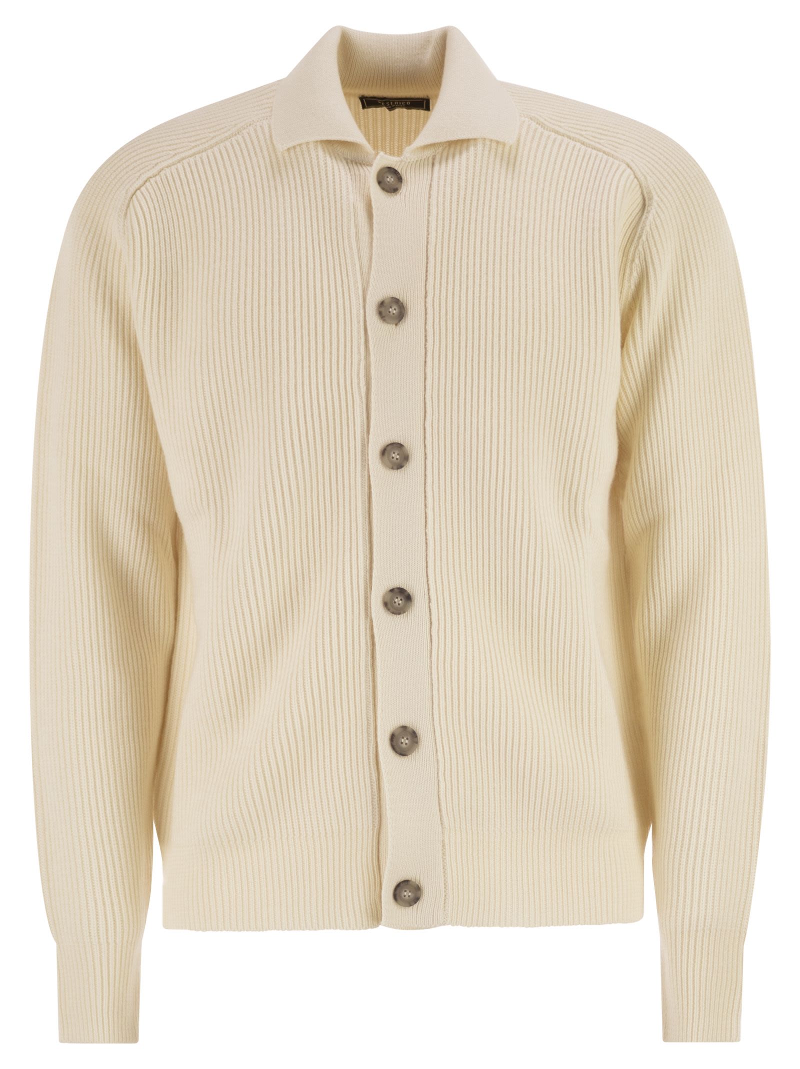 Peserico Men English Ribbed Wool Cardigan PESERICO