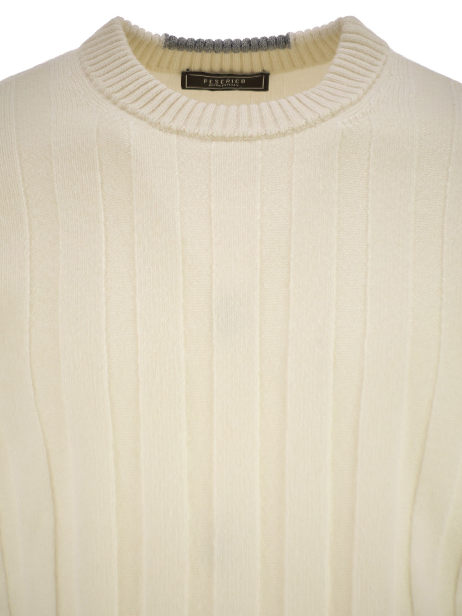 Peserico Men Wool And Cashmere Ribbed Jumper PESERICO