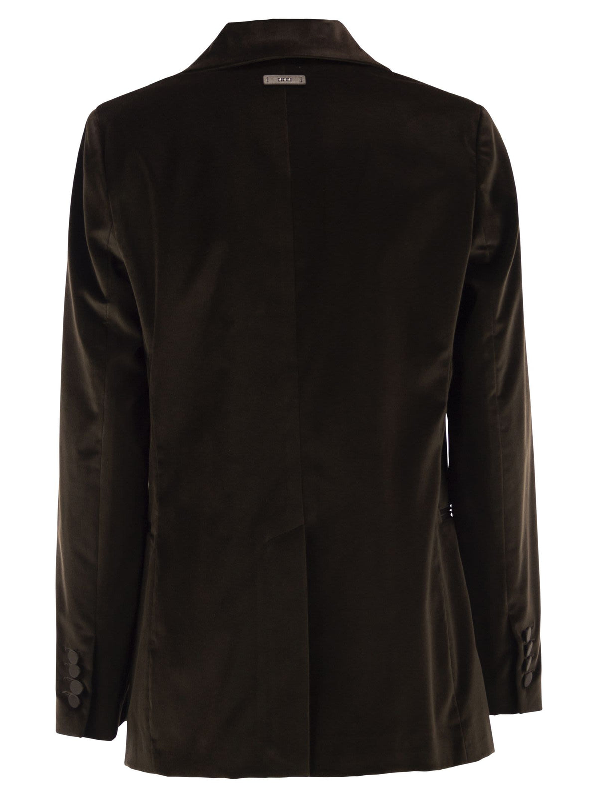Peserico Women Single-Breasted Stretch Velvet Blazer With Satin Lapels PESERICO