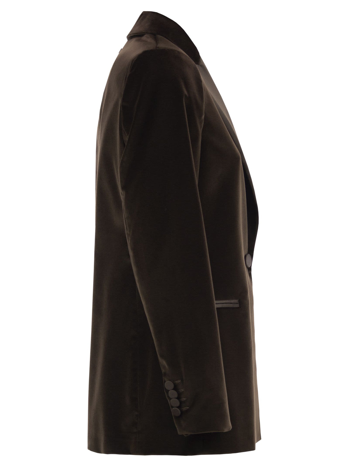 Peserico Women Single-Breasted Stretch Velvet Blazer With Satin Lapels PESERICO
