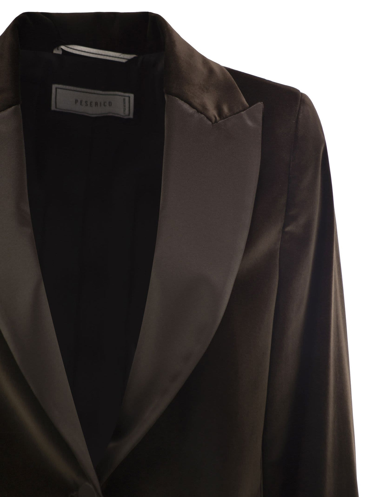 Peserico Women Single-Breasted Stretch Velvet Blazer With Satin Lapels PESERICO