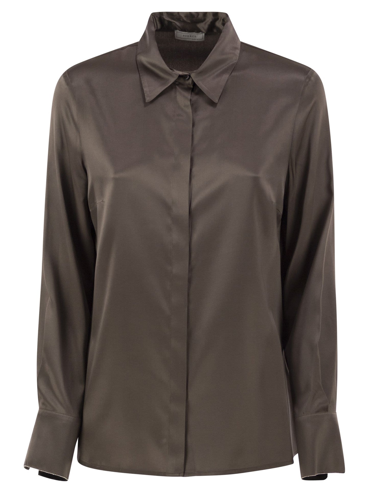 Peserico Women Stretch Silk Shirt With Concealed Button Fastening PESERICO