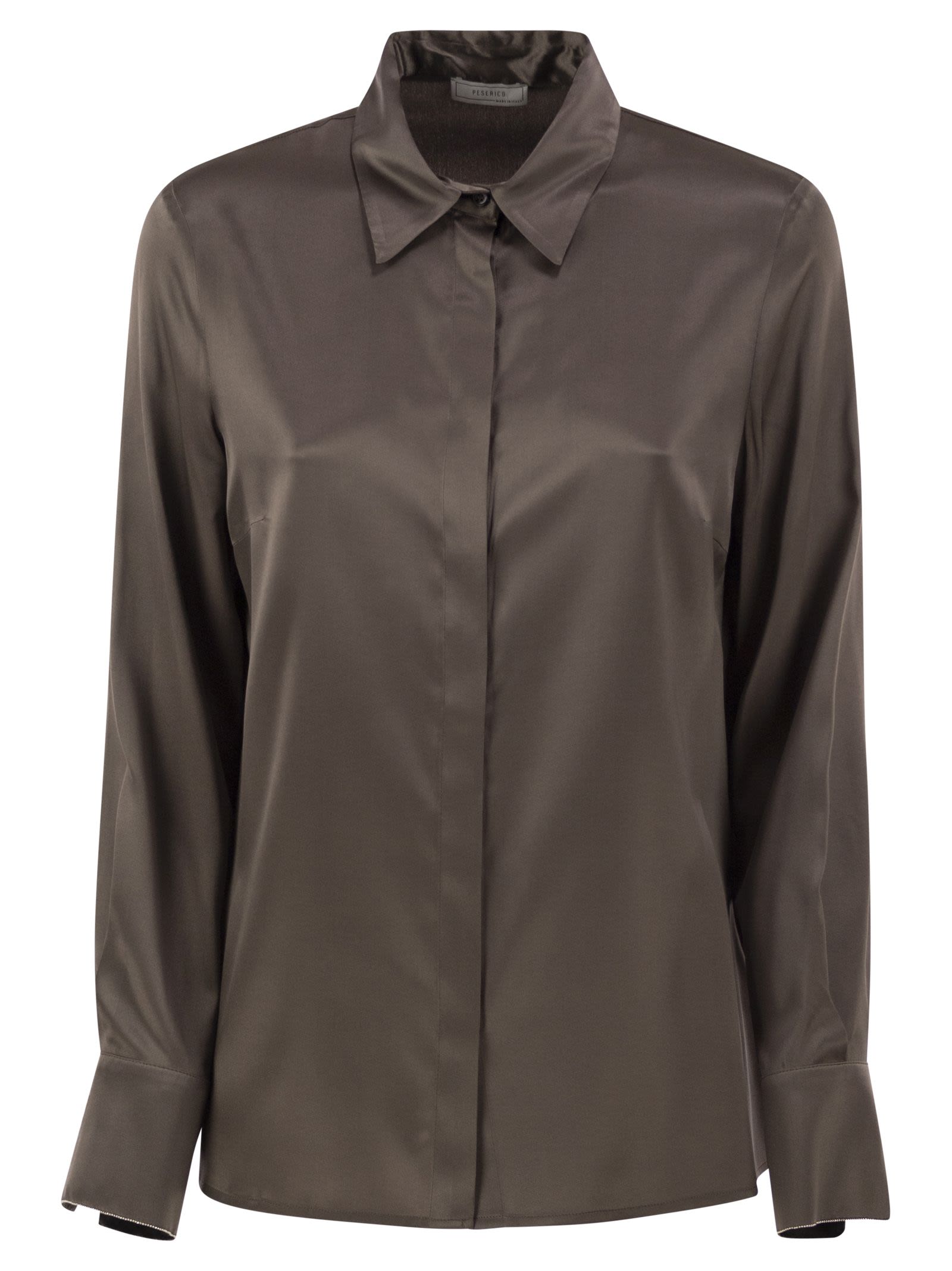 Peserico Women Stretch Silk Shirt With Concealed Button Fastening PESERICO