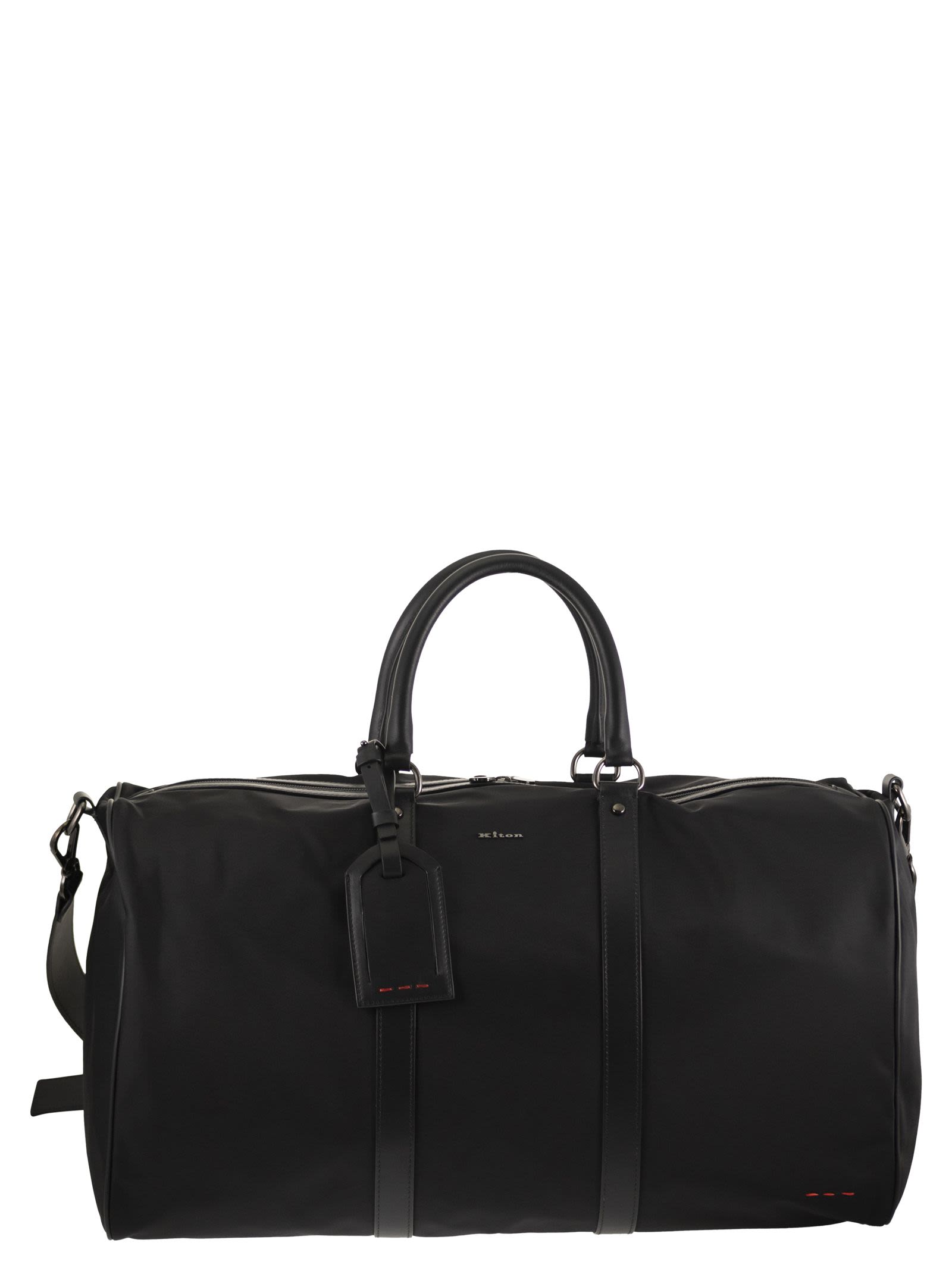Kiton Men Duffel Bag With Leather Inserts KITON