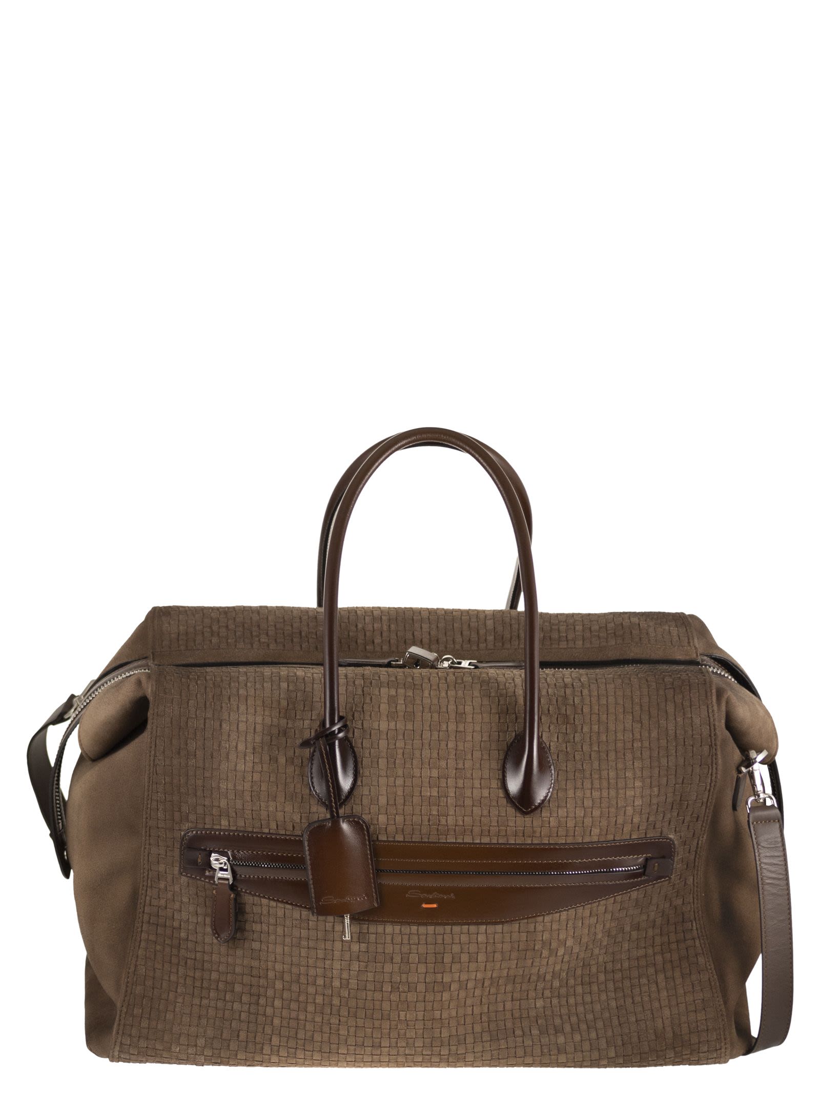 Santoni Women Woven Leather Travel Holdall SANTONI
