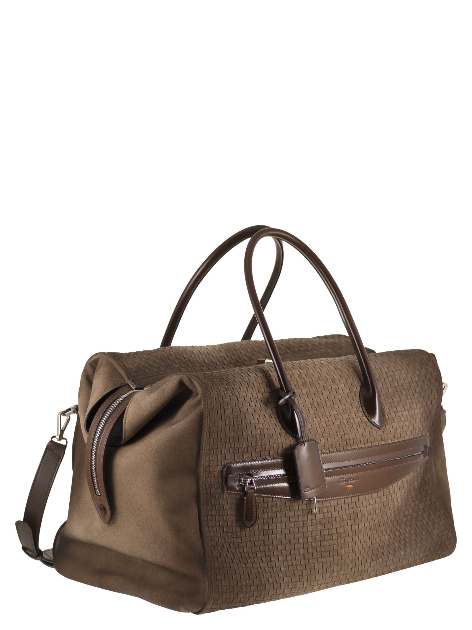 Santoni Women Woven Leather Travel Holdall SANTONI