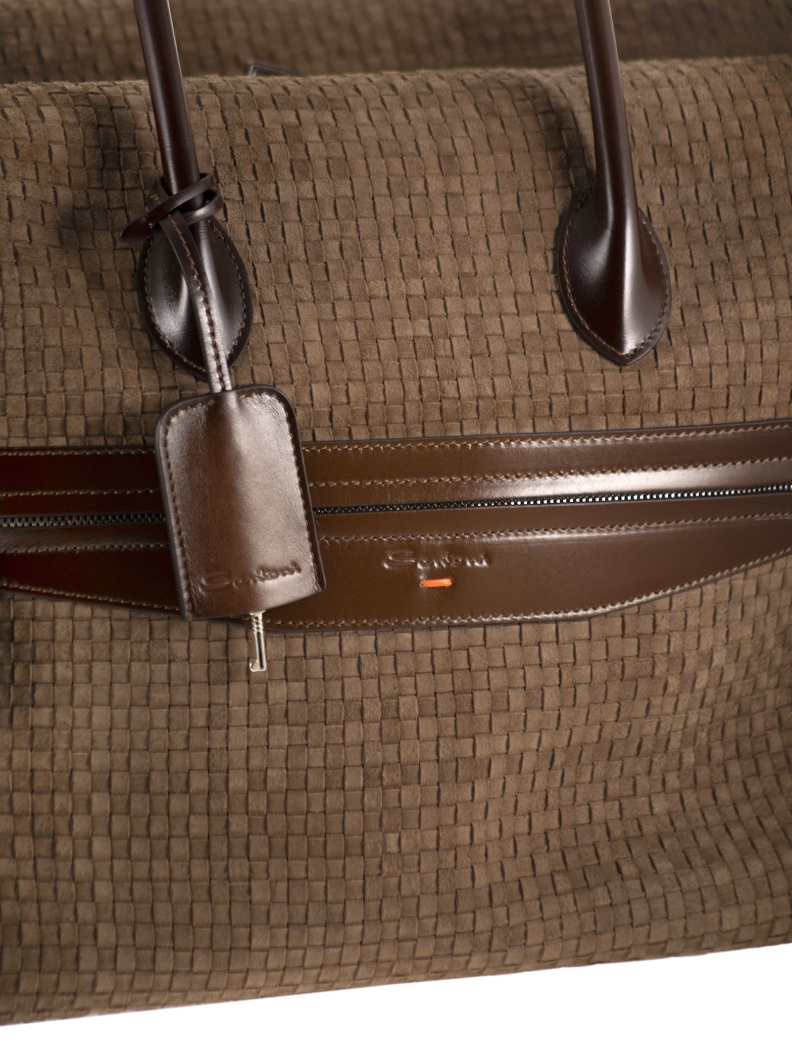 Santoni Women Woven Leather Travel Holdall SANTONI