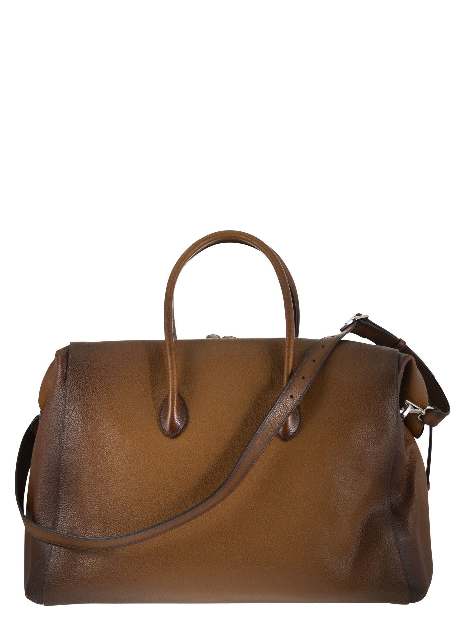 Santoni Men Leather Holdall With Shaded Finish SANTONI