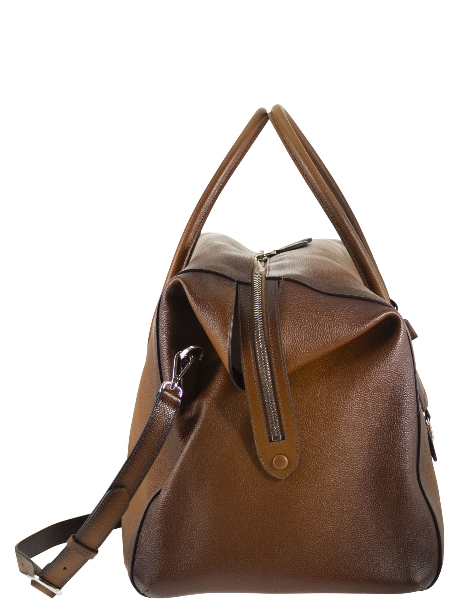 Santoni Men Leather Holdall With Shaded Finish SANTONI