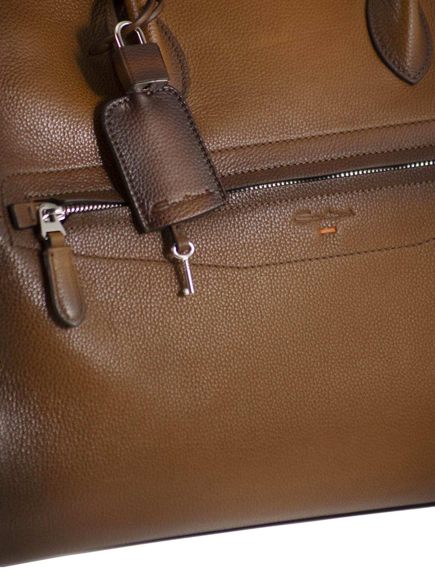 Santoni Men Leather Holdall With Shaded Finish SANTONI
