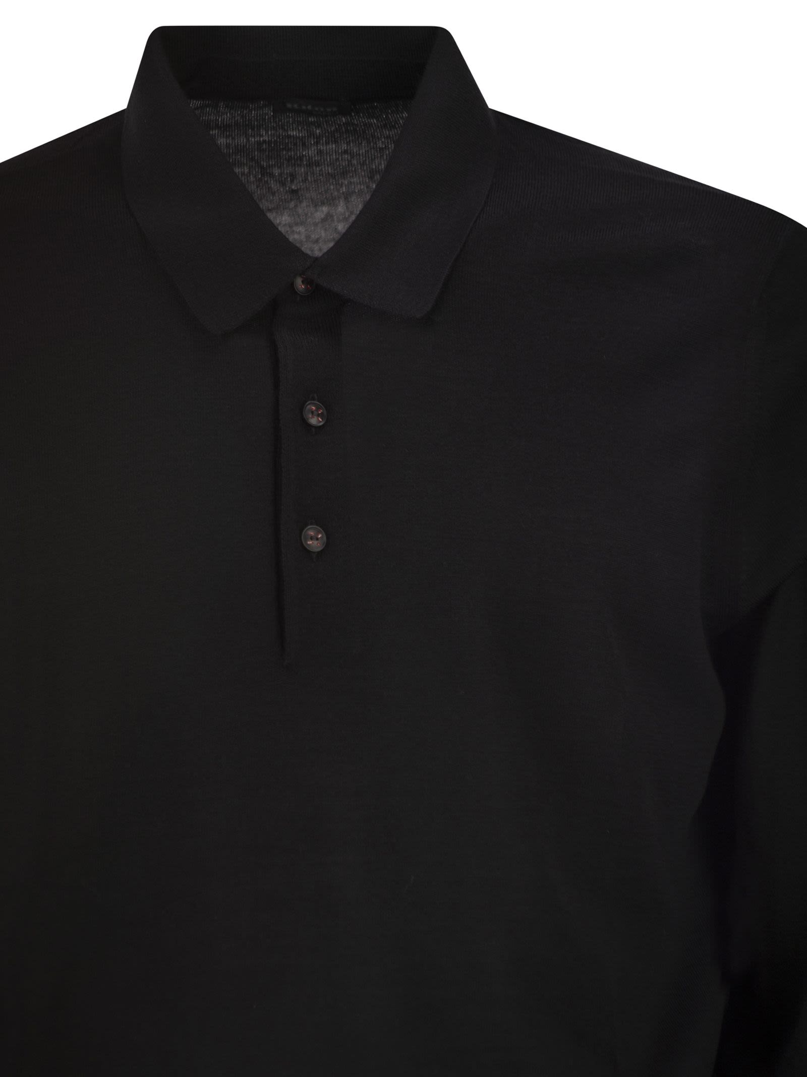 Kiton Men Long-Sleeved Wool Polo Shirt KITON