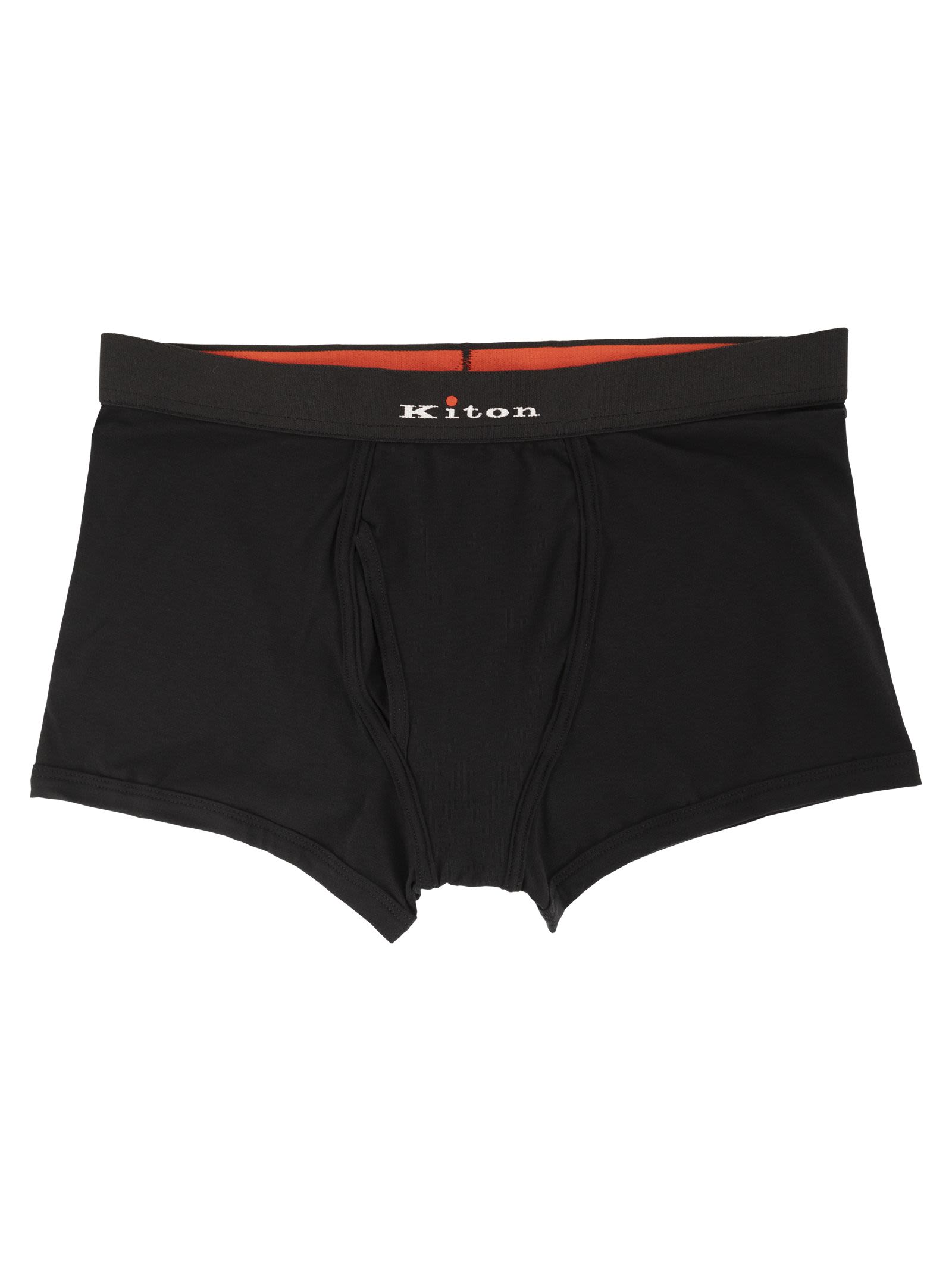 Kiton Men Stretch Cotton Boxer Briefs With Logo KITON