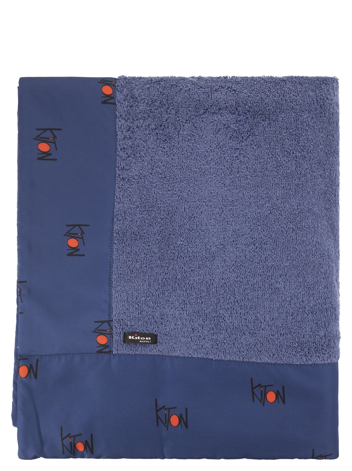 Kiton Men Terry Beach Towel With Logo Border KITON