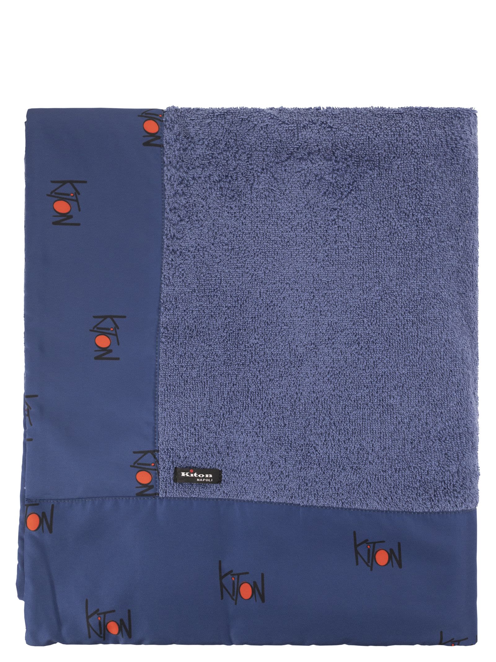 Kiton Men Terry Beach Towel With Logo Border KITON