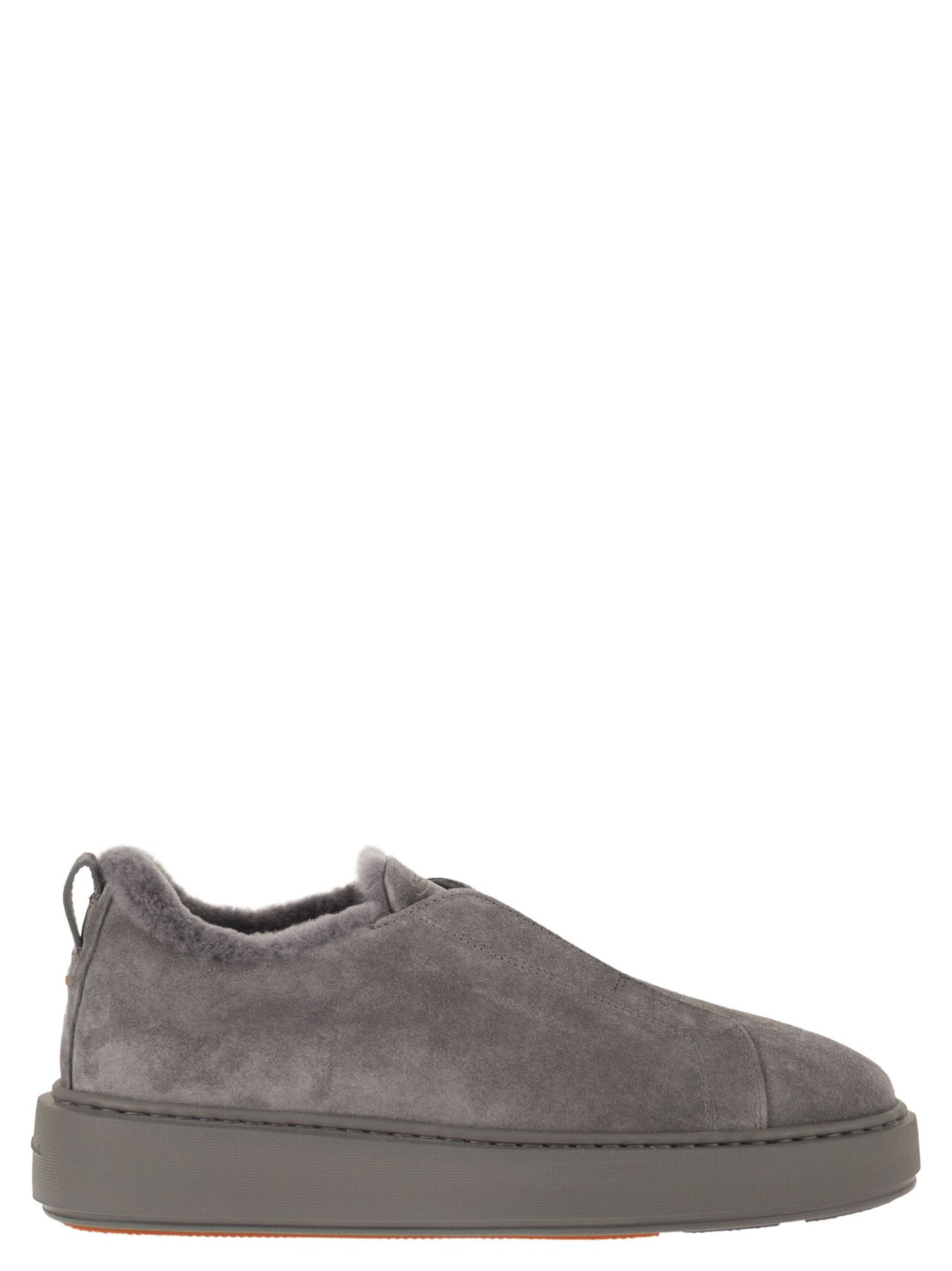 Santoni Women Slip-On Suede Sneakers With Fur SANTONI