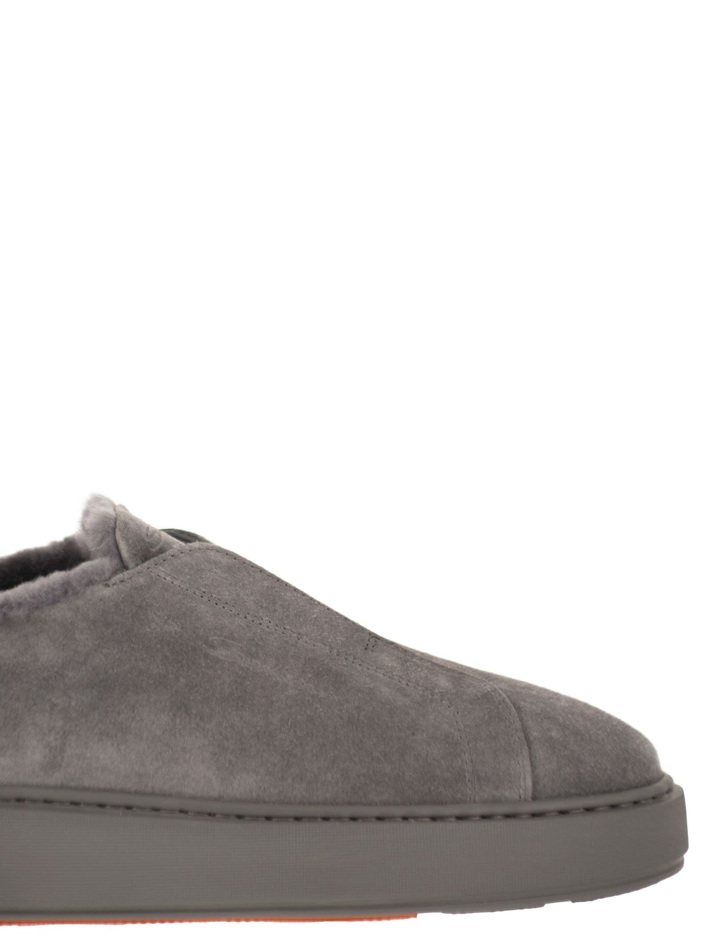 Santoni Women Slip-On Suede Sneakers With Fur SANTONI