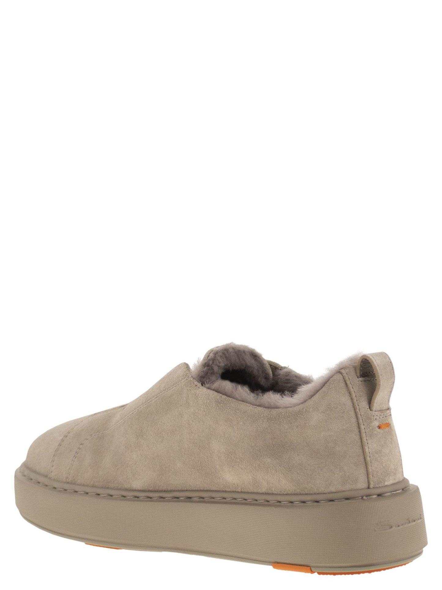 Santoni Women Slip-On Suede Sneakers With Fur SANTONI
