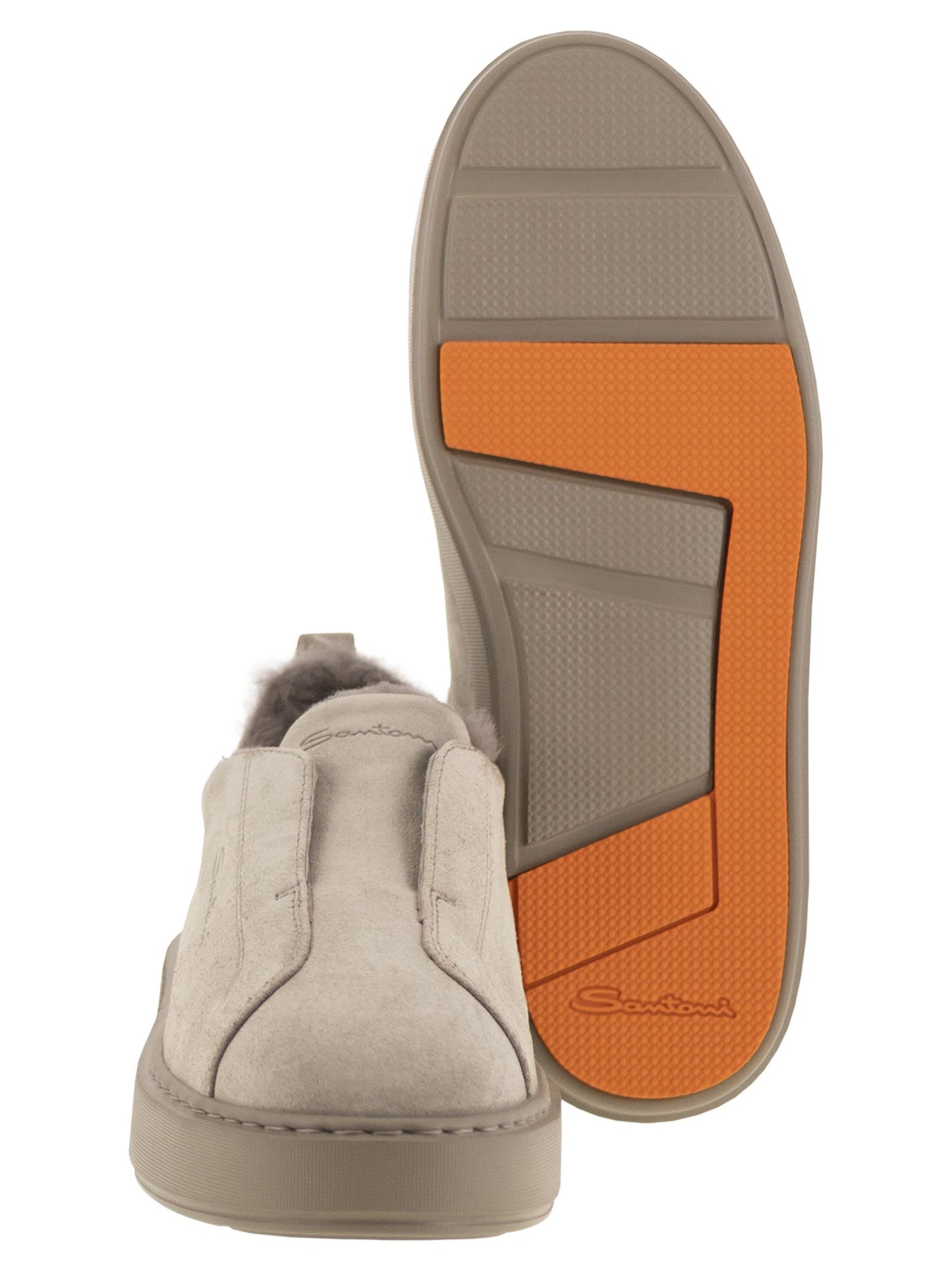 Santoni Women Slip-On Suede Sneakers With Fur SANTONI