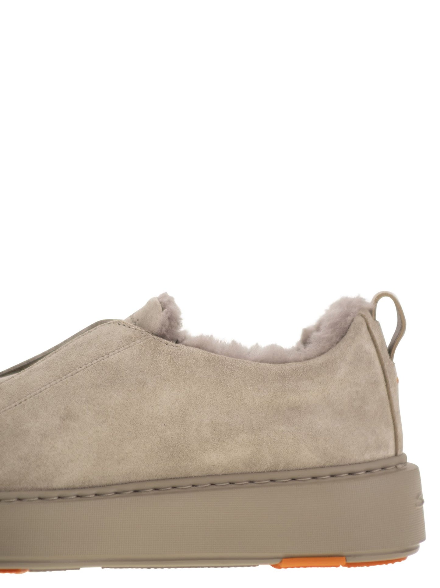 Santoni Women Slip-On Suede Sneakers With Fur SANTONI