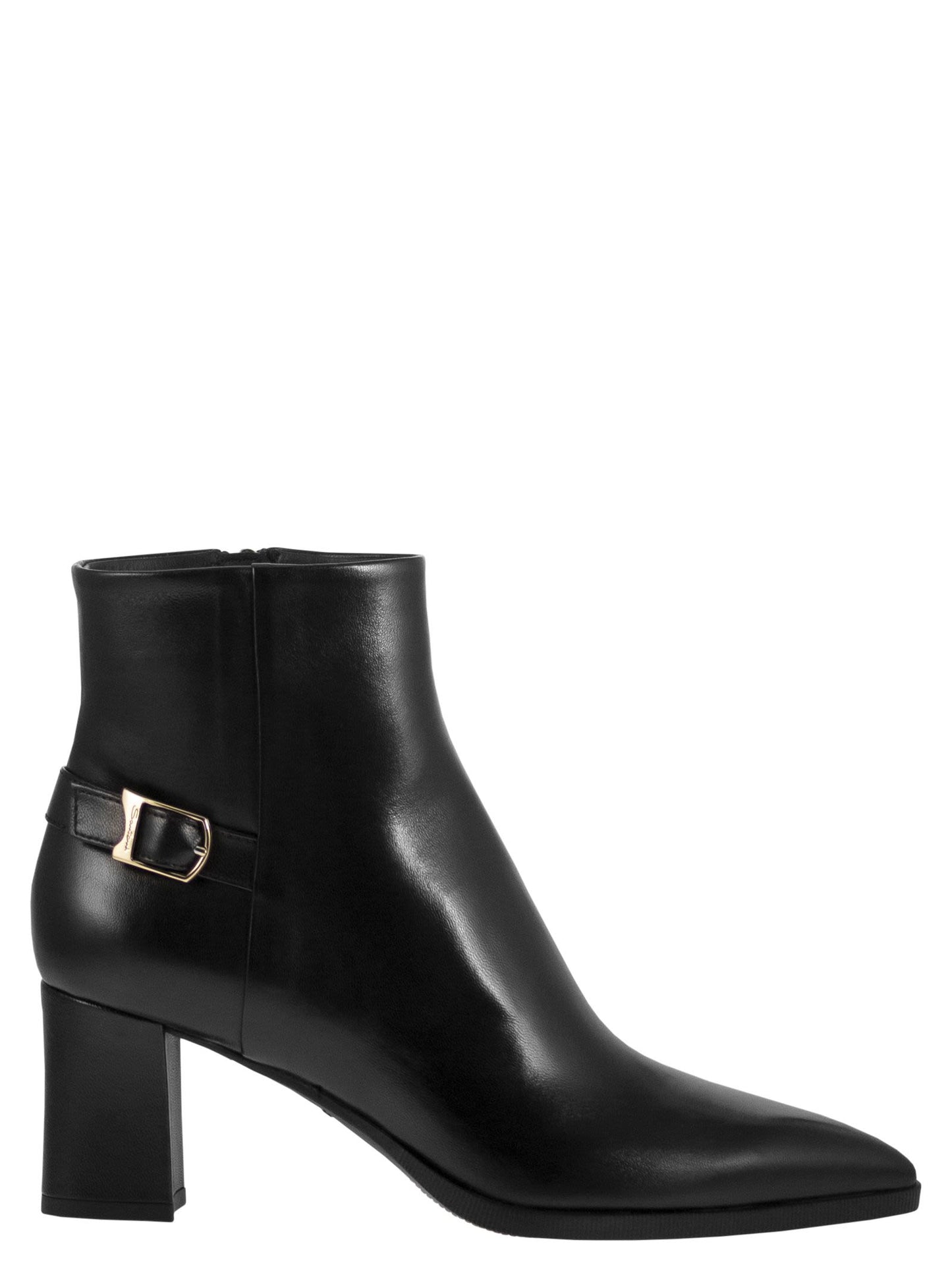 Santoni Women Elly65 - Leather Ankle Boots With Block Heel SANTONI