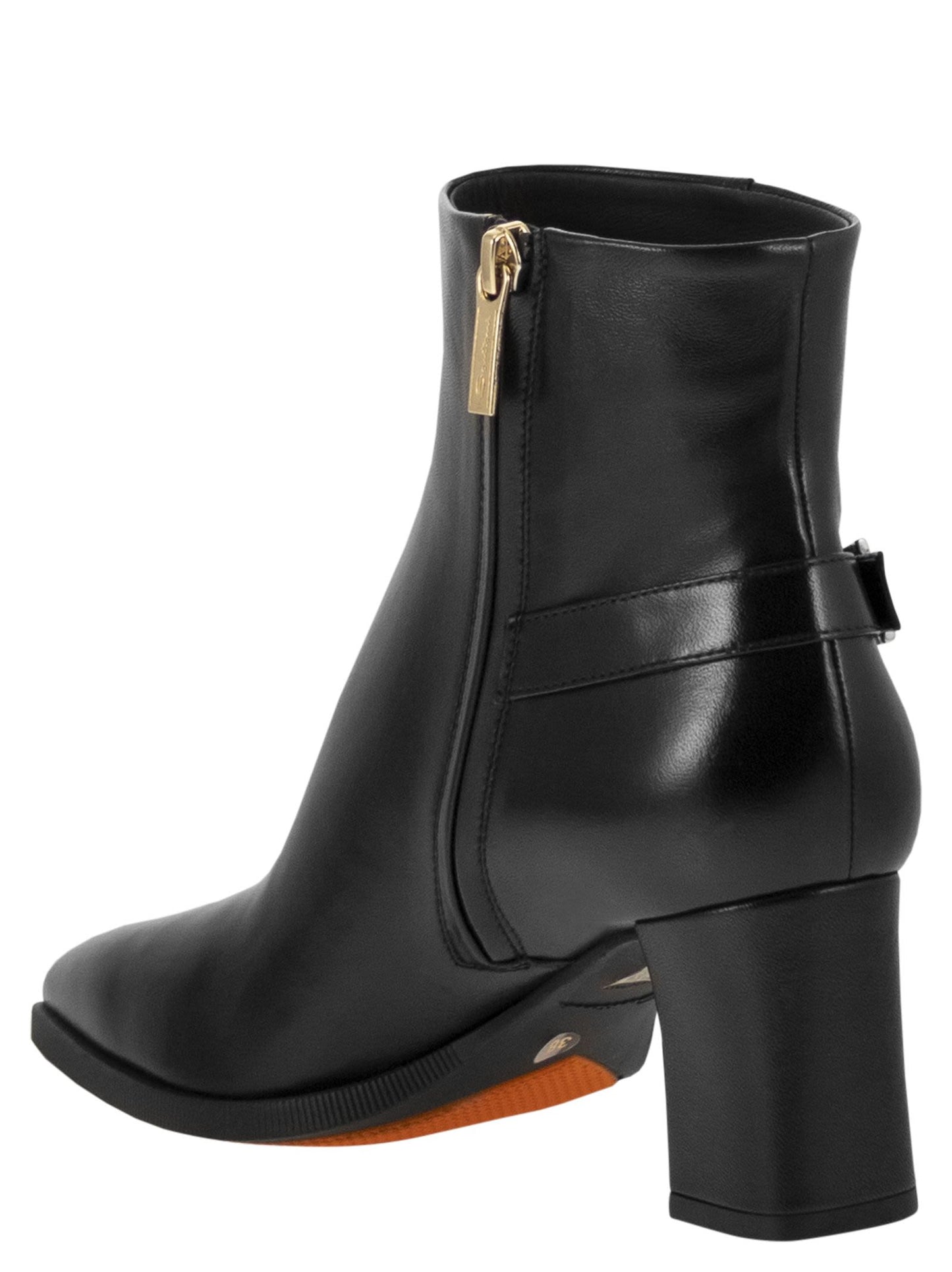Santoni Women Elly65 - Leather Ankle Boots With Block Heel SANTONI